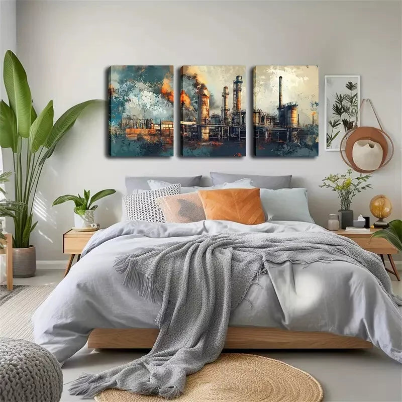3-Piece Industrial Revolution Wall Art Set - Framed Canvas Prints 40x60cm (16x24 inches) | High Quality Australian Made Wall Decor | Ready to Hang for Living Room, Office & Study Decor