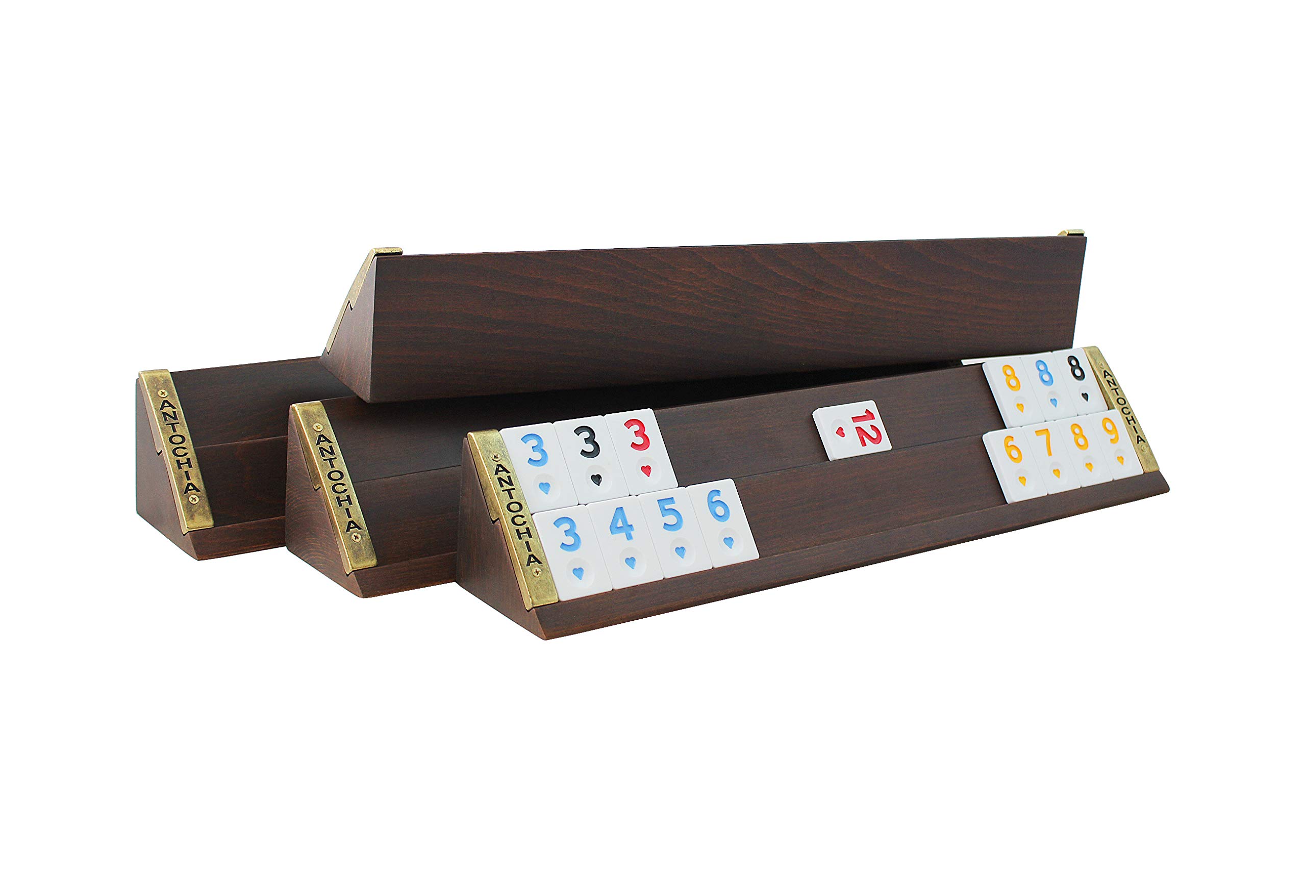 6 Players Straight Rummy Game Set - Personalized Wooden Okey Board Game with Custom Names | Family Game Night, Casino Party & Gift Idea