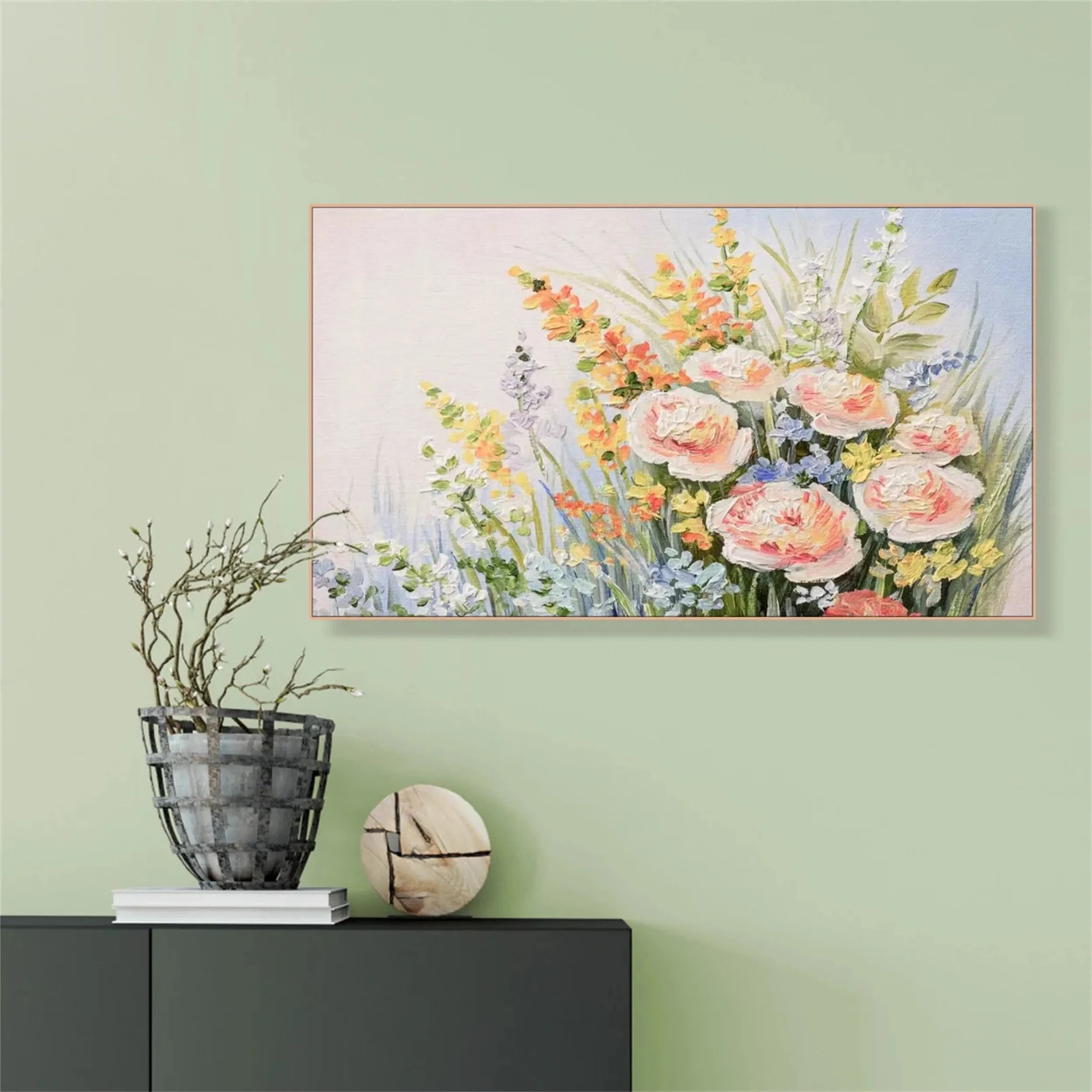 Beautiful Flower and Tree Painting #FT050 - Handmade Canvas Art for Home Decor, Living Room, Bedroom & Office Wall