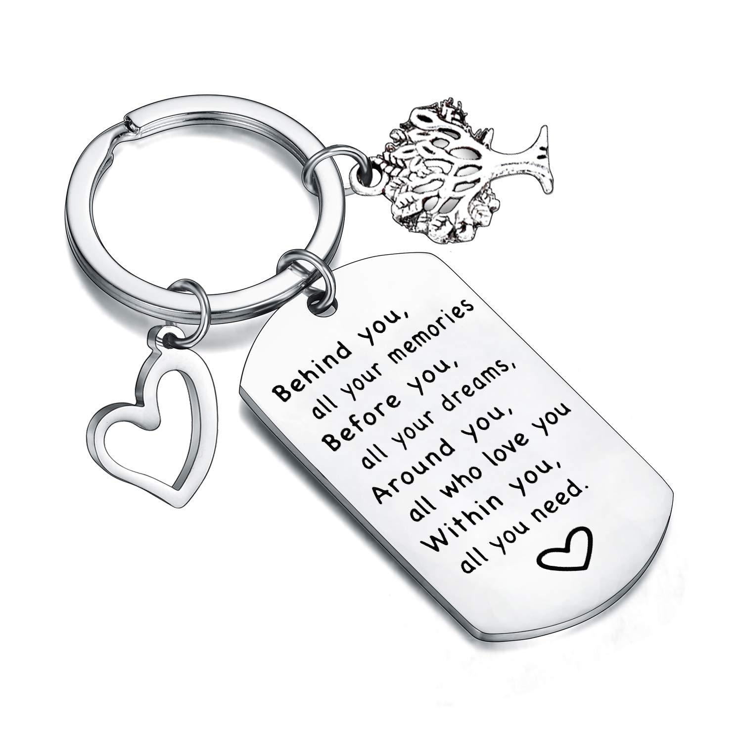 Graduation Keychain Gift - Inspirational 'Behind You All Memories' College Graduate Keyring for Students - Perfect Graduation Gift for High School & University Graduates - Ideal for Commencement, Parties & Celebrations