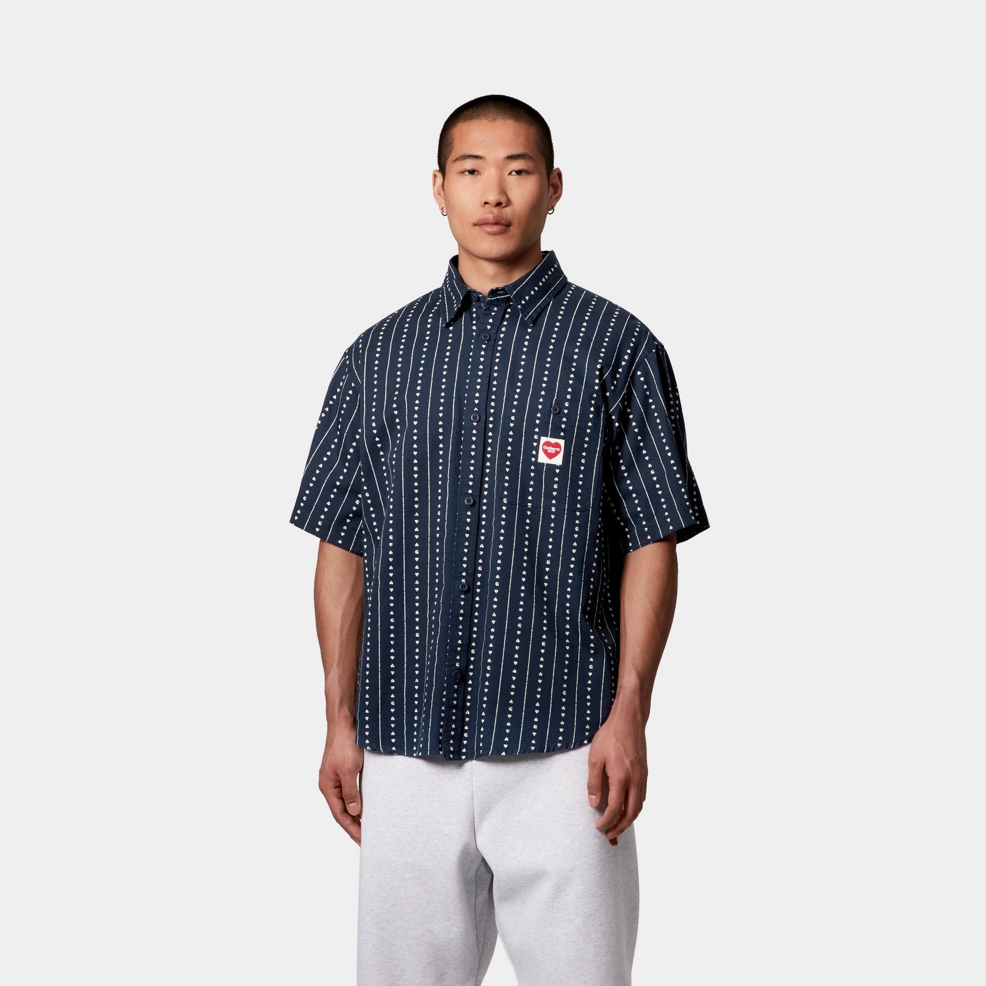 Drew Shirt for Men | Ink & Natural Heart C Pinstripe Design | Casual & Formal Wear for Office, Date Night & Special Occasions