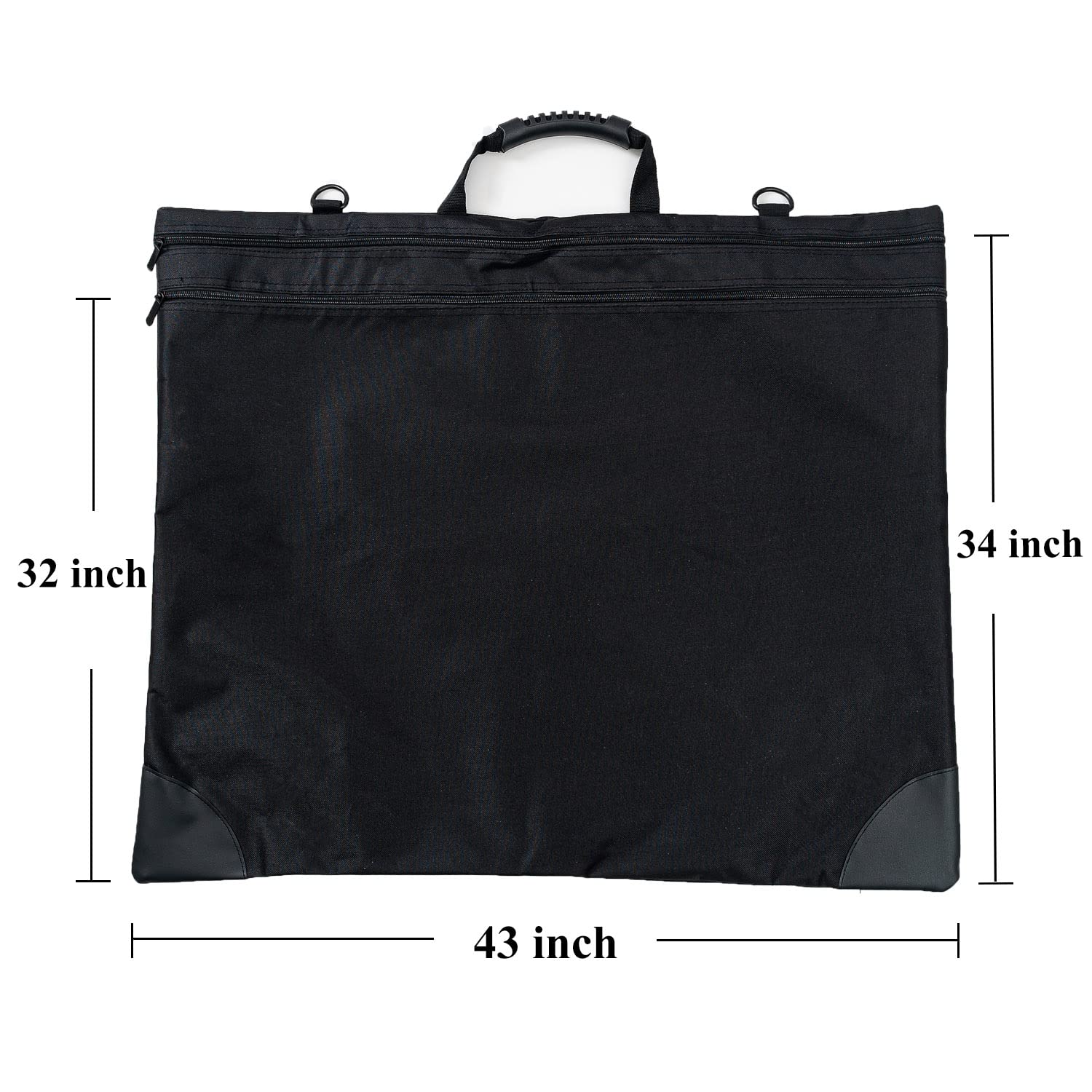 Eageus 34 x 43 Inches Large Waterproof Nylon Art Portfolio Case - Artist Canvas Carrying Bag with Adjustable Shoulder Straps, Black Art Storage Folder for Sketchbooks, Paintings & Drawings - Perfect for Art Students, Professionals & Traveling Artists