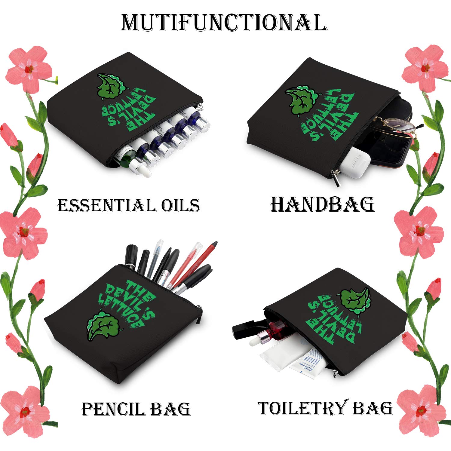 Funny Weed Lover Gift - Devils Lettuce Cosmetic Bag | Stoner Humor Toiletry Pouch for Cannabis Enthusiasts | Perfect for 420 Parties, Festivals & Travel Accessories