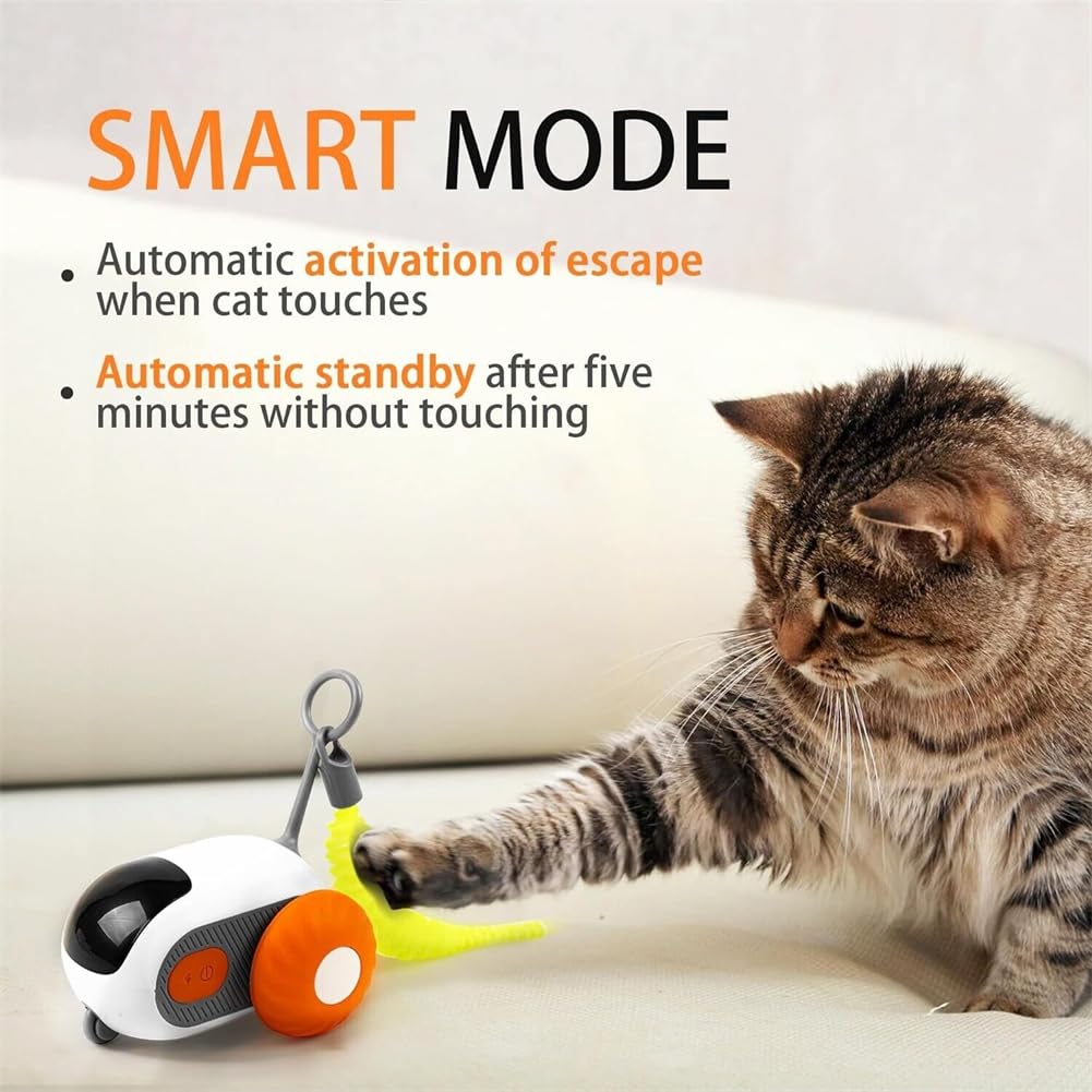 Turbo Tail 2.0 Interactive Cat Toy - 2024 Best Gravity-Sensing Popper Toy with 3 Play Modes for Indoor Cats, Orange - Perfect for Playtime, Exercise & Bonding with Your Feline Friend