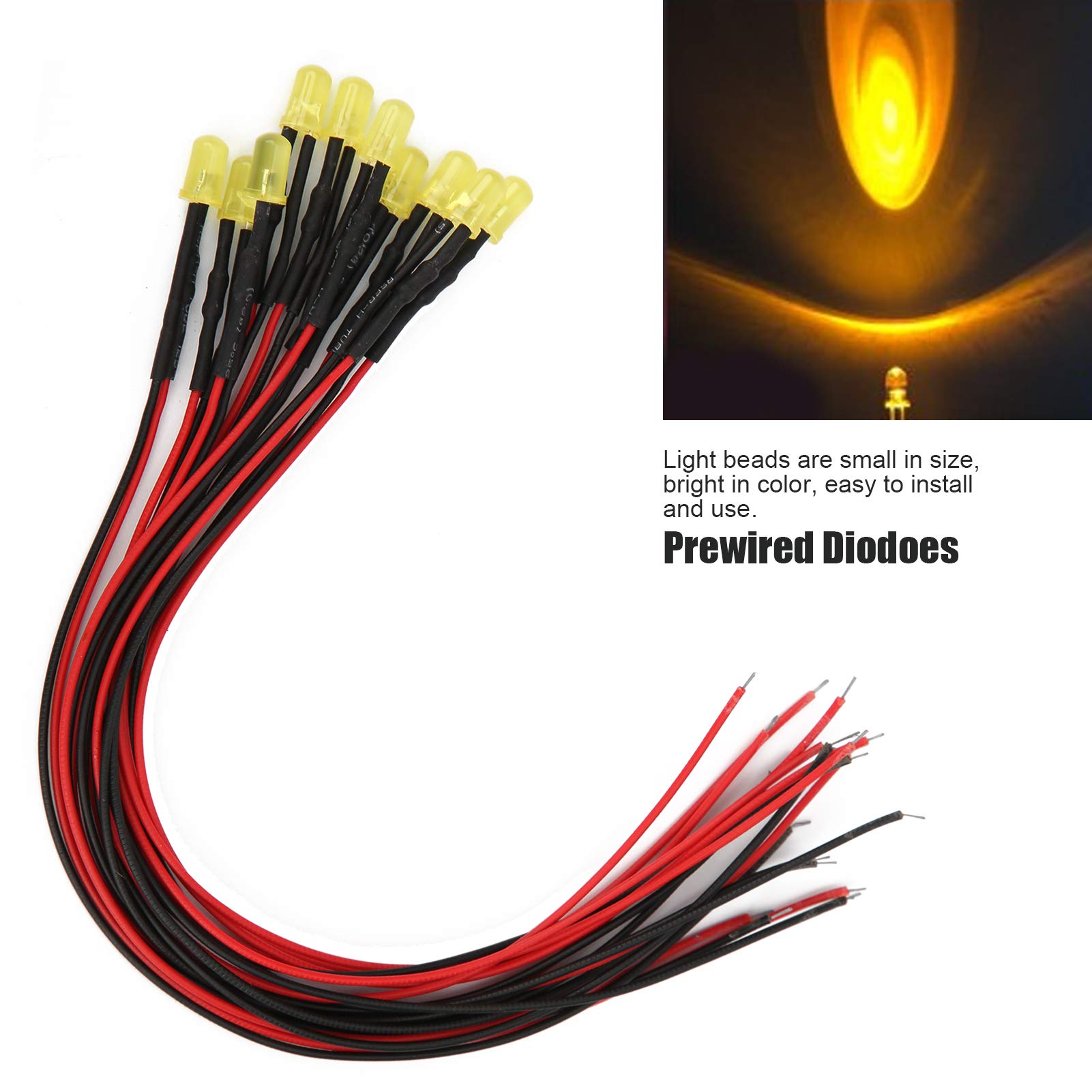 Pure Copper Low Power LED Lights - Bright Prewired Diodes for Corridor & Stairs Lighting (Yellow)