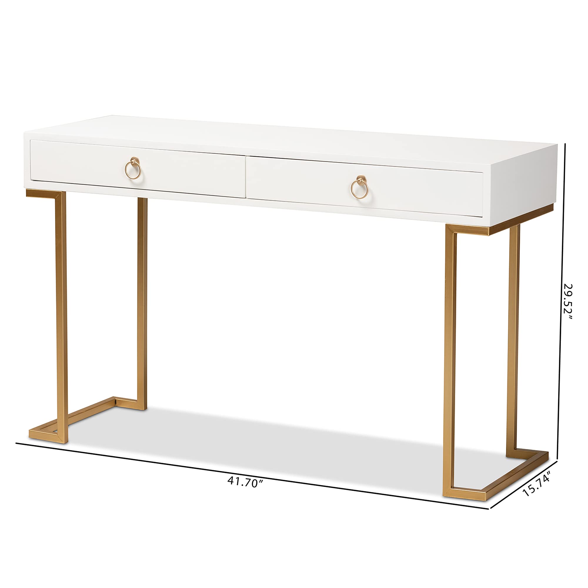 Baxton Studio Beagan Modern Console Table - White & Gold Finish for Entryway, Living Room, or Hallway Decor