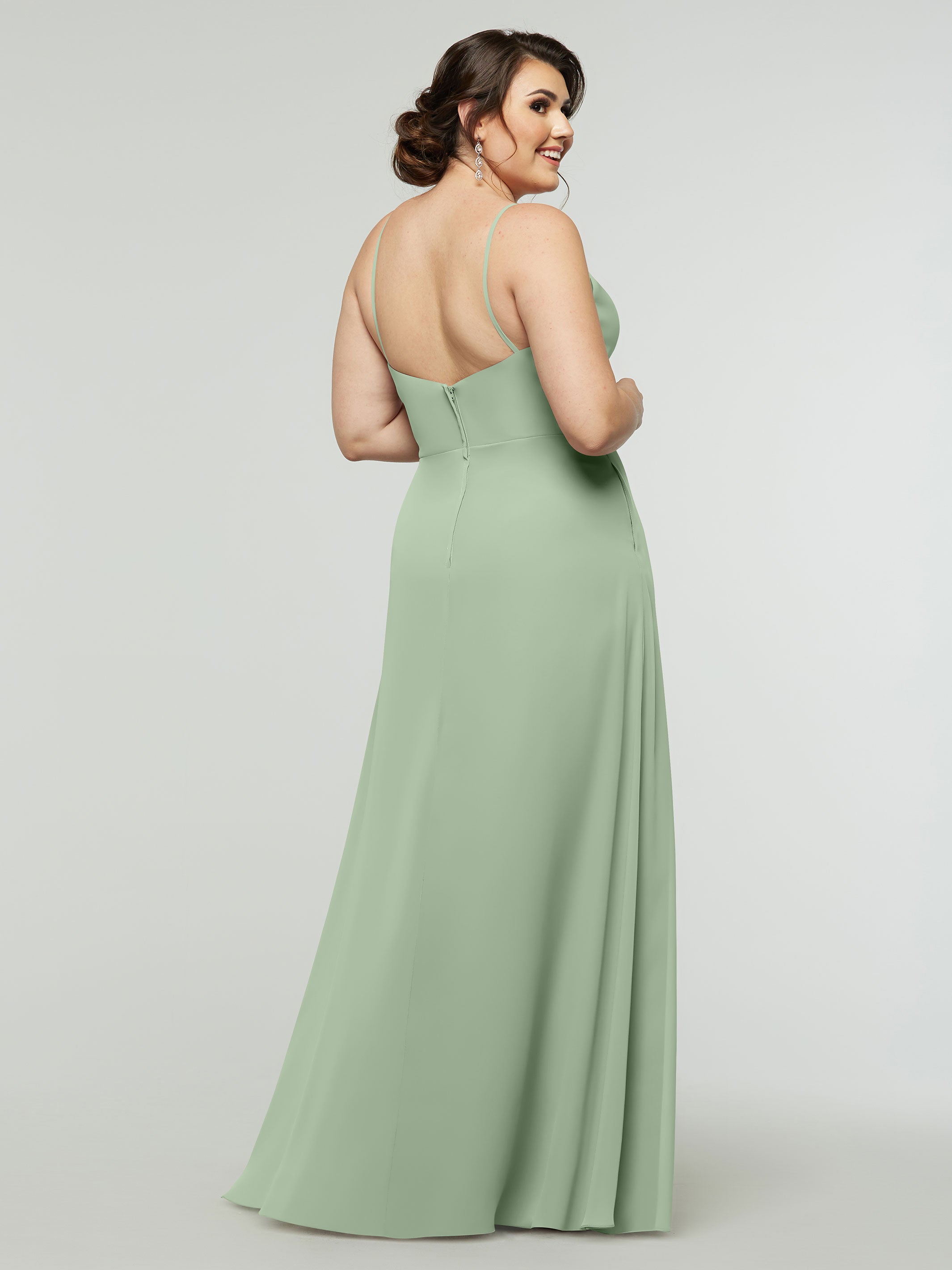 Elegant 80182 Chiffon A-Line Bridesmaid Dress with V-Neck & Spaghetti Straps - Perfect for Weddings, Prom, Formal Events & Special Occasions