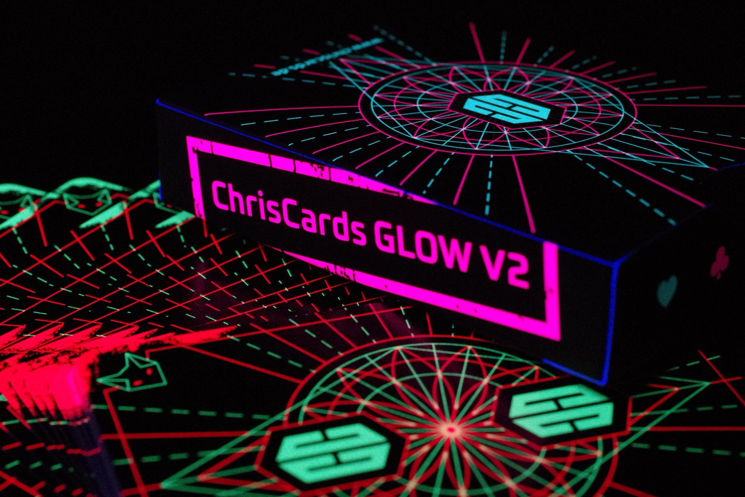 Chris Cards Glow V2 - Premium Glow-in-the-Dark Playing Cards for Magic Tricks, Poker Nights & Party Games | Perfect for Cardistry, Collectors & Gift Giving