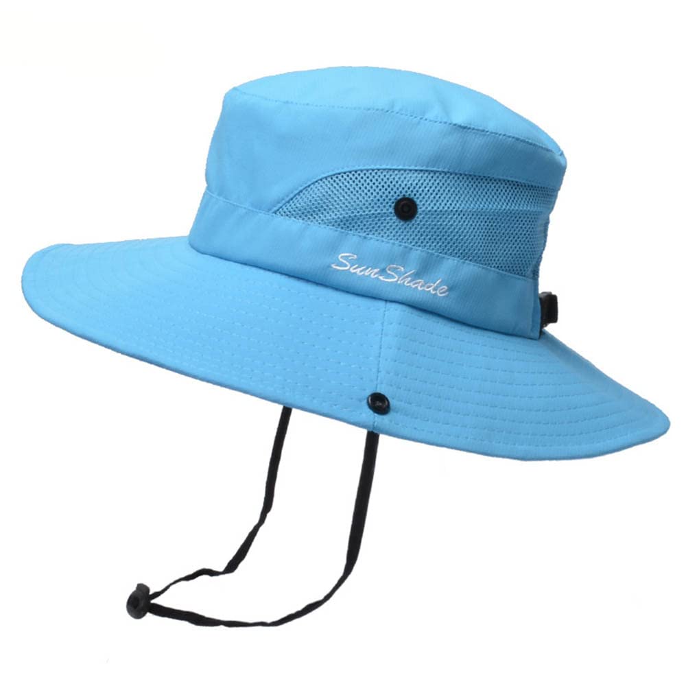 Weimostar Women's Wide Brim Sun Hat - Foldable UPF 50+ Summer Beach Bucket Hat with Ponytail Hole & Mesh Design for Fishing, Gardening, Outdoor Activities