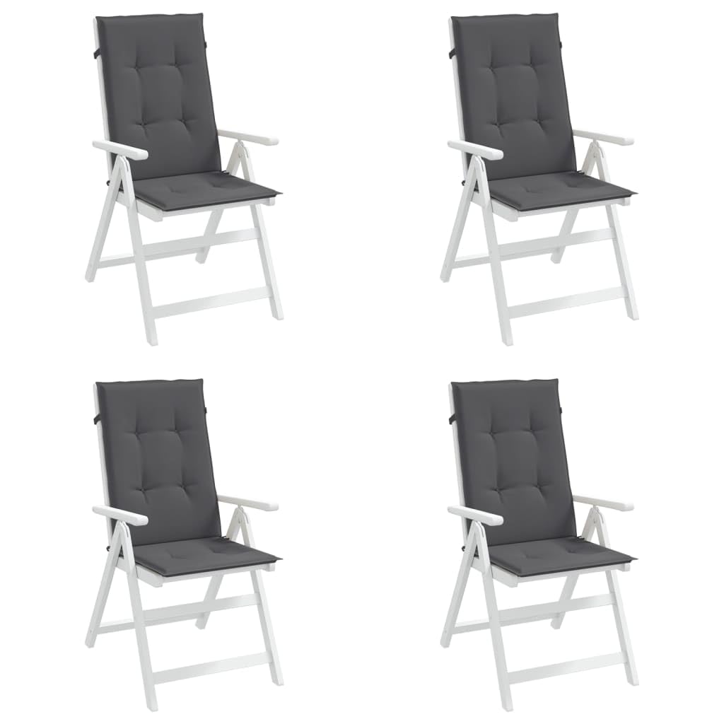 vidaXL Outdoor Highback Chair Cushions Set of 4 - Waterproof 100% Polyester Fabric, 47.2