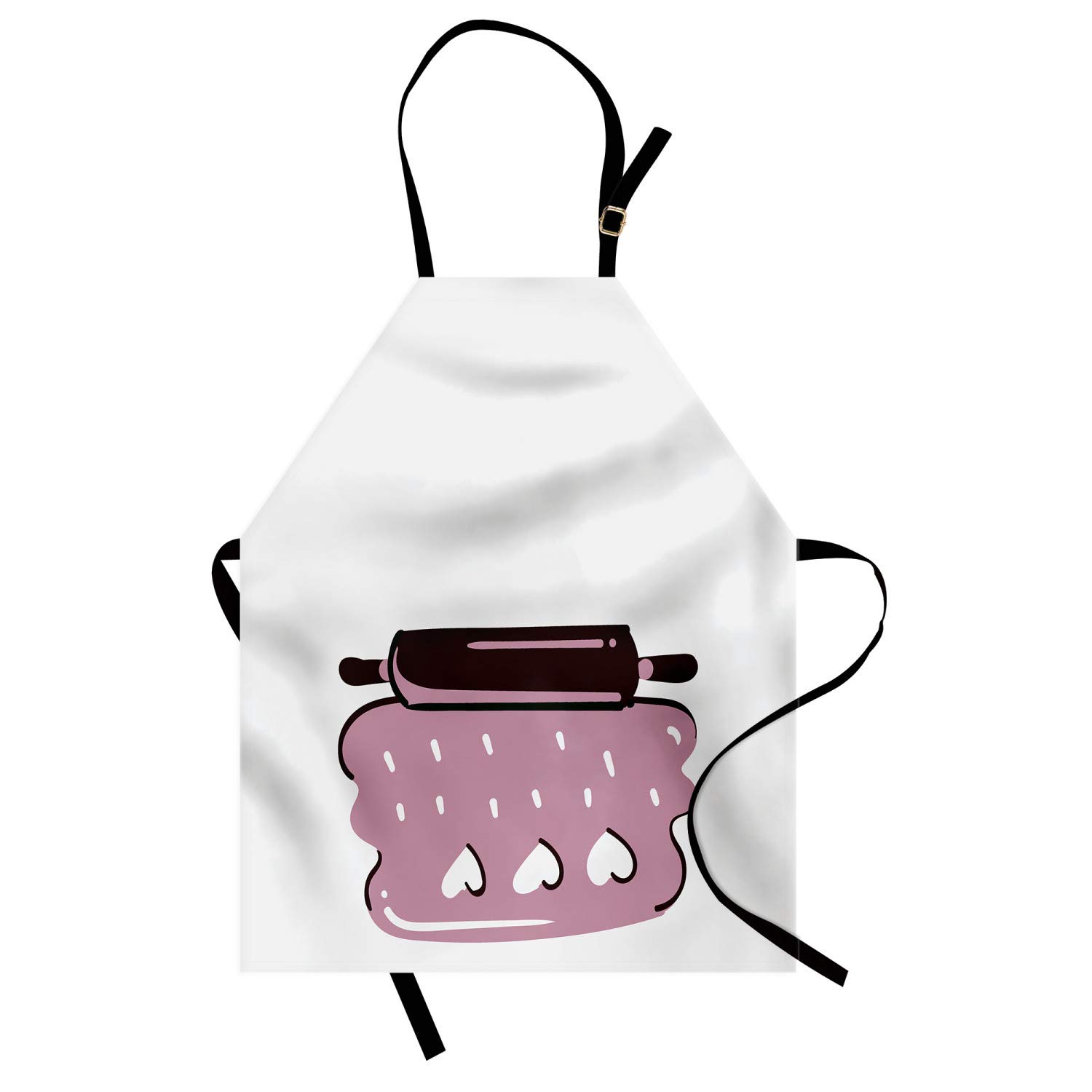 Ambesonne Personalized Chef Apron - Cartoon Baking & Cooking Design with Colorful Rolling Pin Dough Motif - Adjustable Neck Unisex Kitchen Bib for Adults - Pale Lilac - Perfect for Home Cooking, Baking Parties & Culinary Gifts