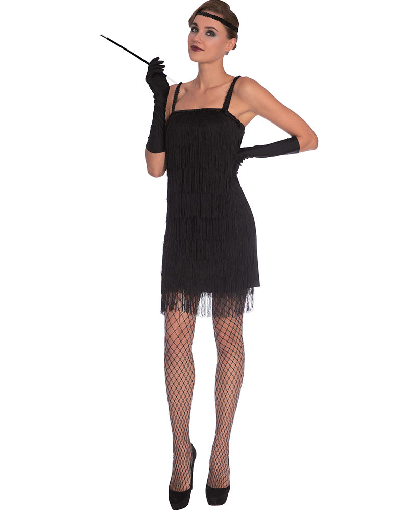 1920s Black Flapper Womens Costume - Vintage Roaring 20s Dress for Halloween, Gatsby Party & Themed Events
