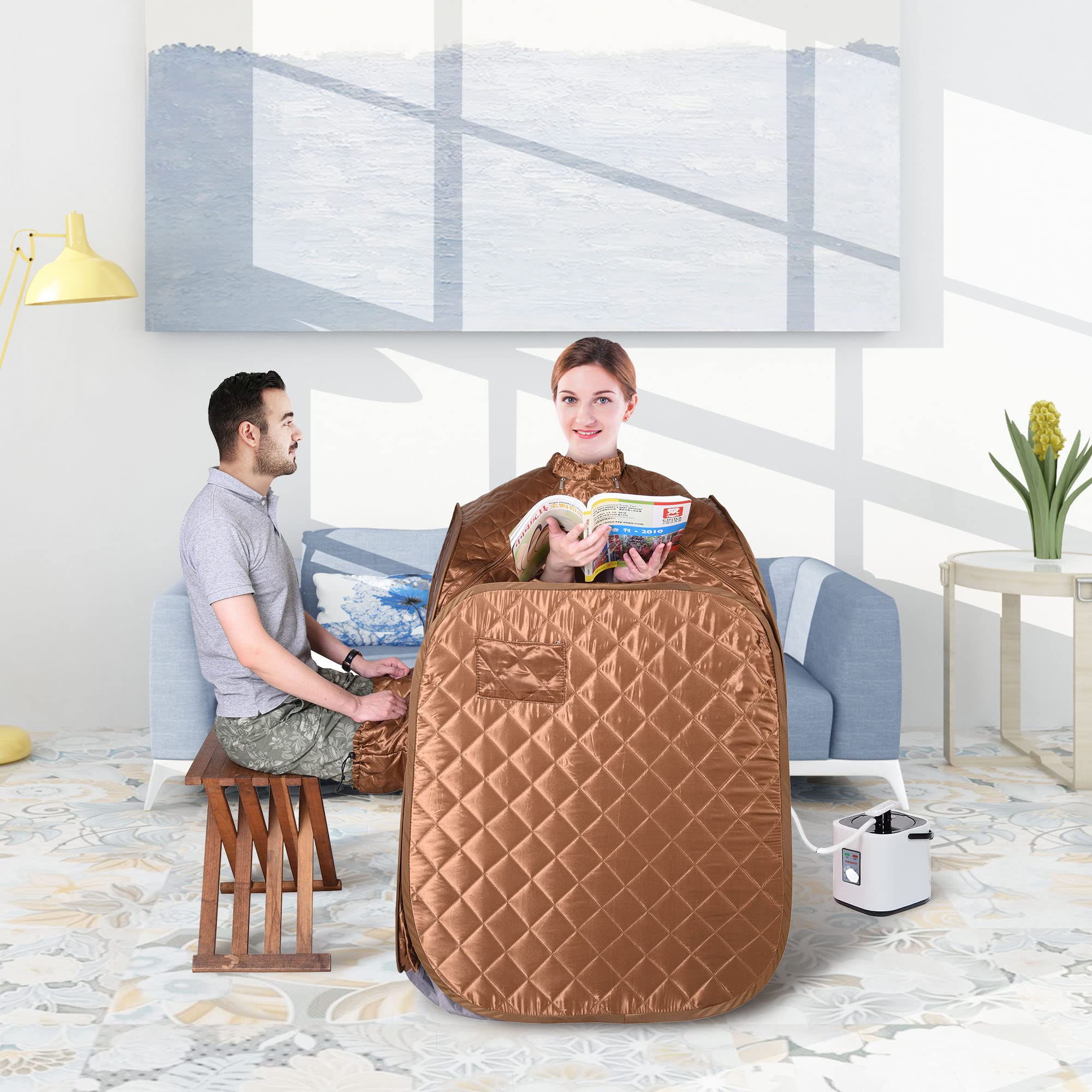 AW BYOOTIQUE 2L Portable Steam Sauna Spa Tent with Timer & Fast Fold - Detox Therapy & Relaxation at Home - Includes Steam Generator & Carry Bag - Perfect for Home Spa, Yoga, and Post-Workout Recovery