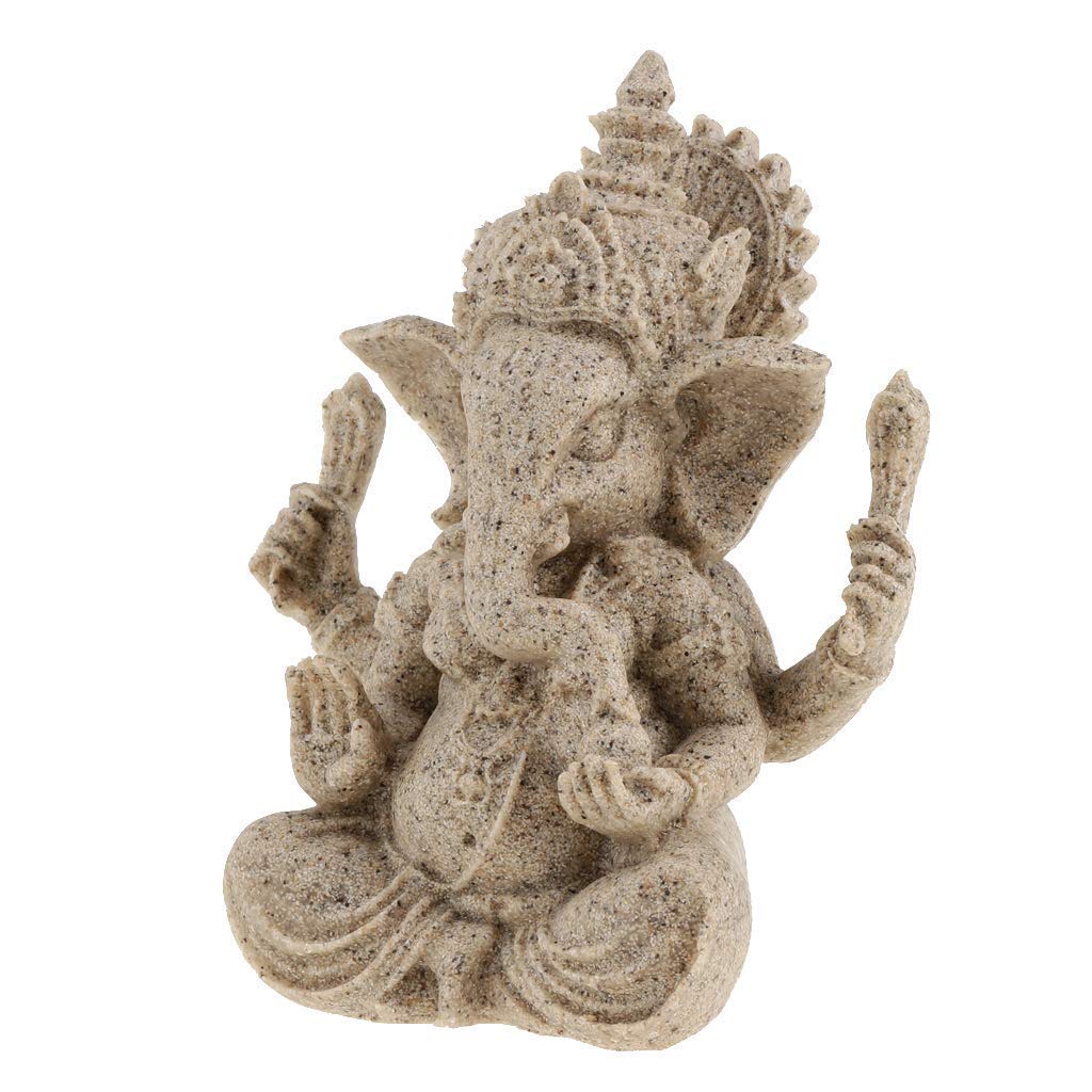 Handcrafted Sandstone Ganesha Statue - Hindu Elephant God Buddha Sculpture for Feng Shui, Home & Garden Decor (4-5 Inch, Beige) - Perfect for Meditation Spaces, Yoga Rooms, Outdoor Gardens & Spiritual Altars