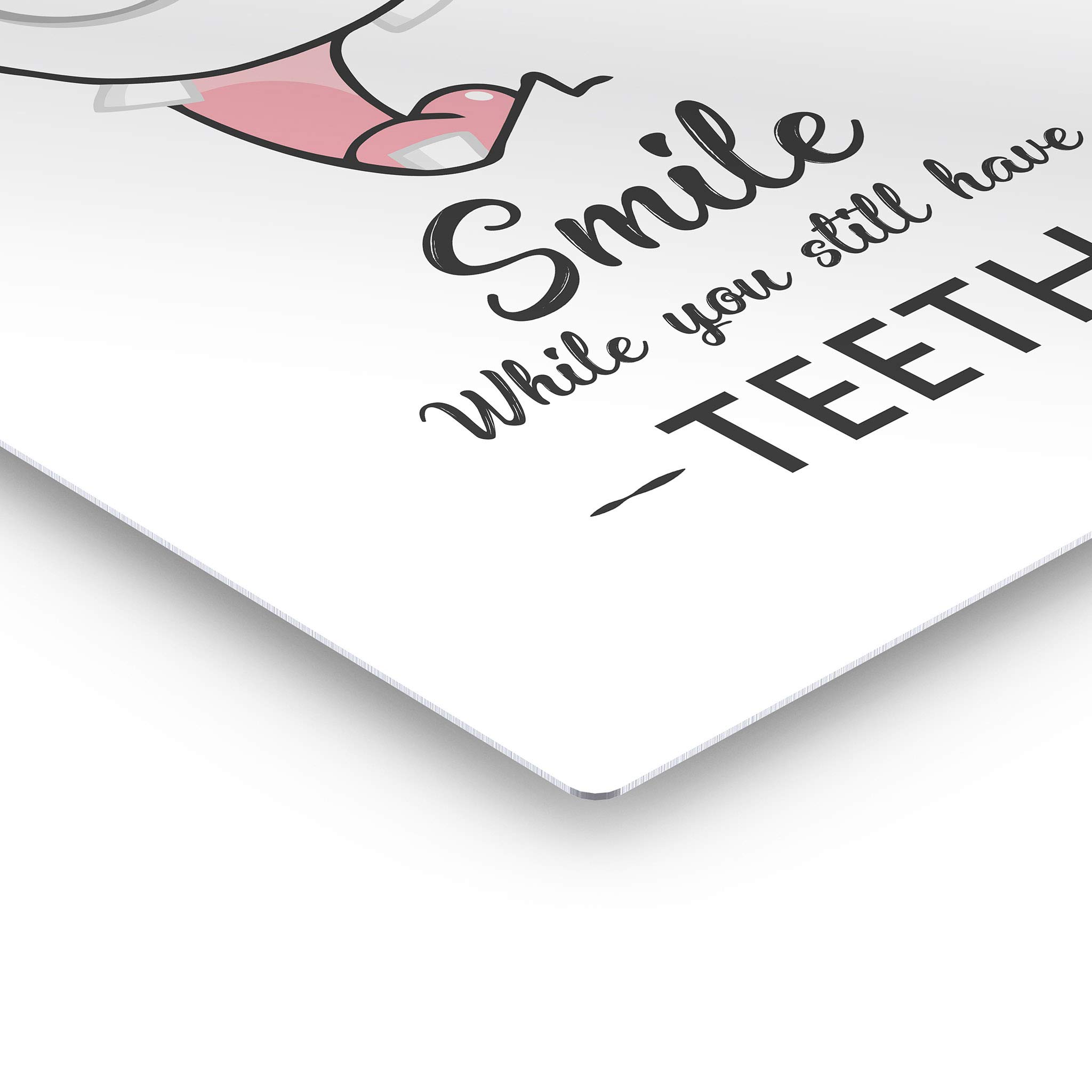 Funny Bathroom Wall Art - 'Life is Short, Smile While You Still Have Teeth' Metal Print Sign | Ready to Hang Bathroom Decor | Home Decoration Made in USA (36x24) | Perfect for Powder Rooms, Guest Baths & Humorous Home Gifts