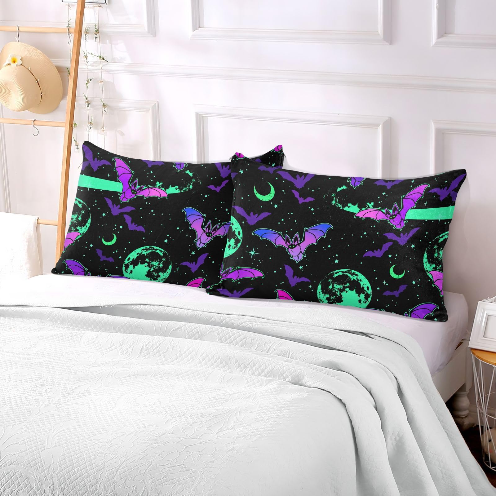 Halloween Bat Moon Body Pillowcase - 20x54 Inch Soft Decorative Pillow Cover with Zipper for Hair & Skin Care | Perfect for Halloween Decor, Anime Lovers & Home Decor