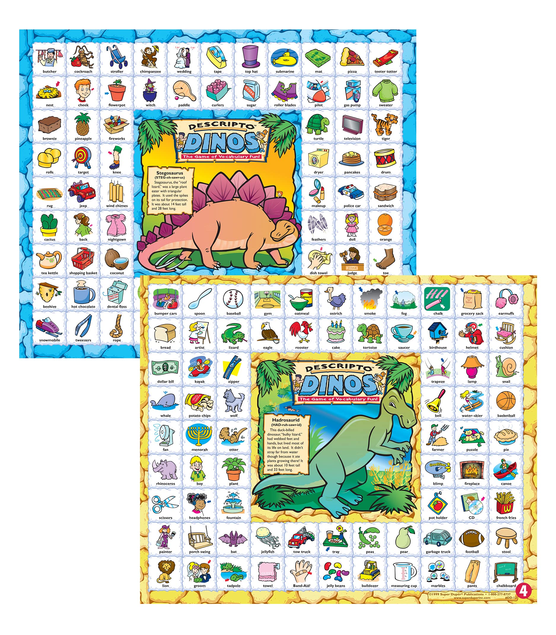 Super Duper Publications Descripto Dinos 1,036 Picture Word Vocabulary Jumbo Game Boards - Educational Learning Toy for Kids Ages 4+ | Fun Classroom & Homeschool Language Development Game