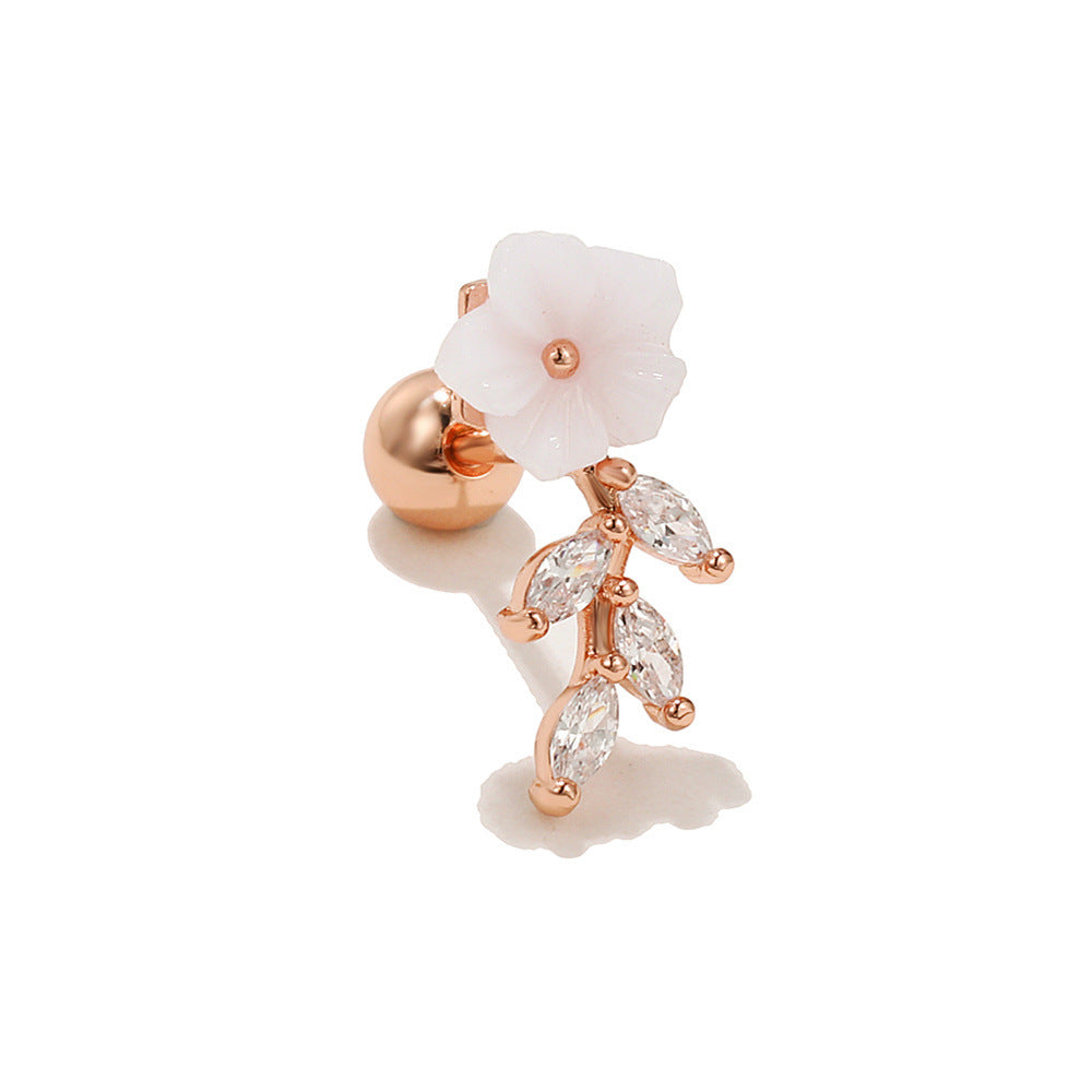 20G Small Leaf Helix Piercing Floral Conch Studs - Dainty Earrings for Cartilage & Conch | Perfect for Everyday Wear & Special Occasions | EGD0383