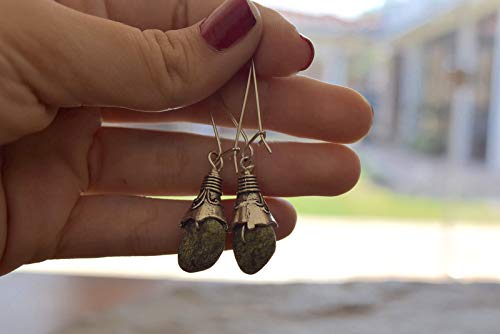 Natural Stone Earrings for Women - Elegant Long Hook Dangle Earrings for Boho, Party & Everyday Wear