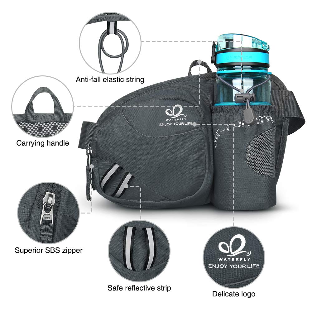 WATERFLY Hiking Fanny Pack with 24oz BPA-Free Water Bottle - Outdoor Adventure Gear