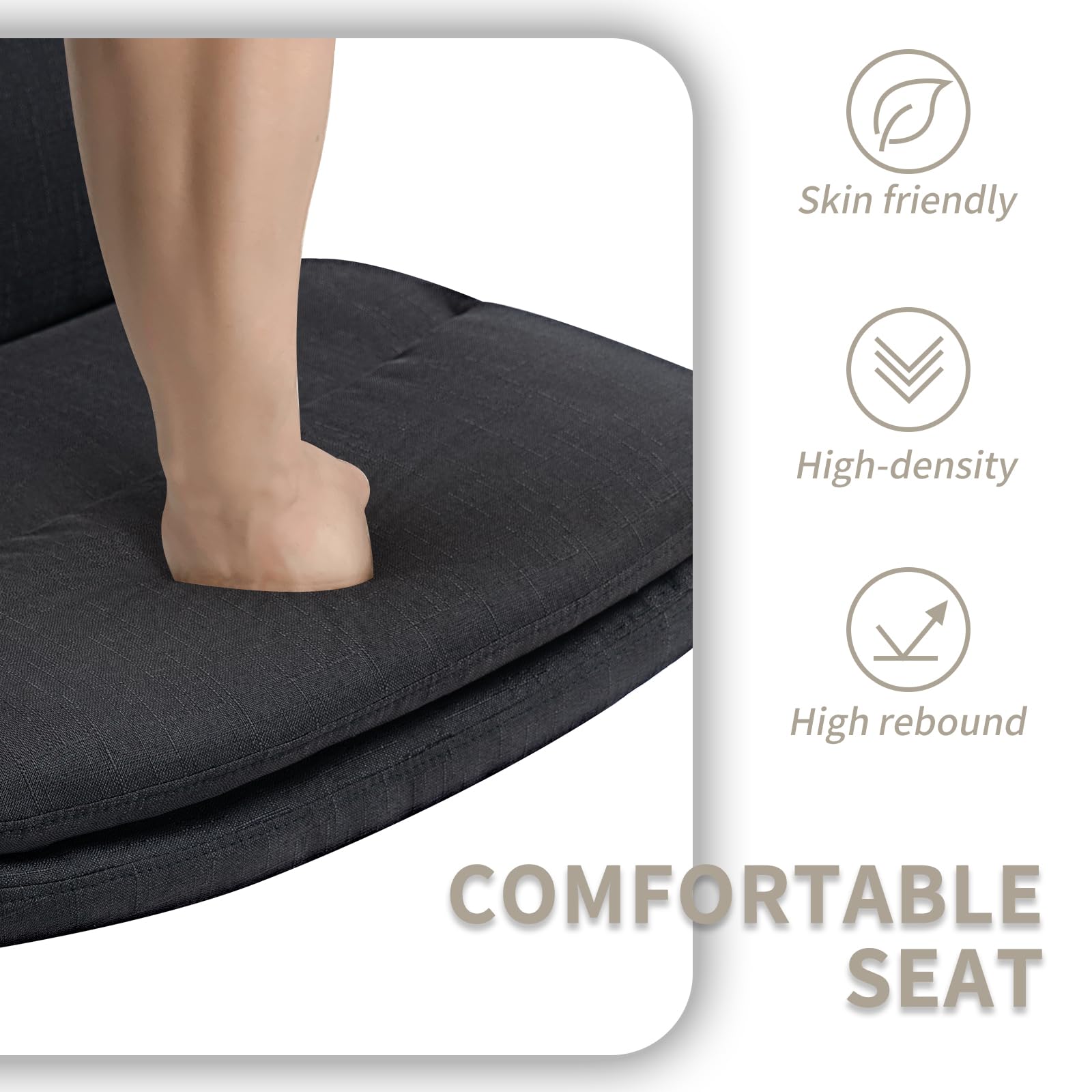 Armless Wide Office Desk Chair with Wheels - Modern Fabric Swivel Task Chair, Adjustable Ergonomic Computer Chair for Home & Office - Perfect for Workstations, Gaming, and Cross-Legged Sitting (Black)