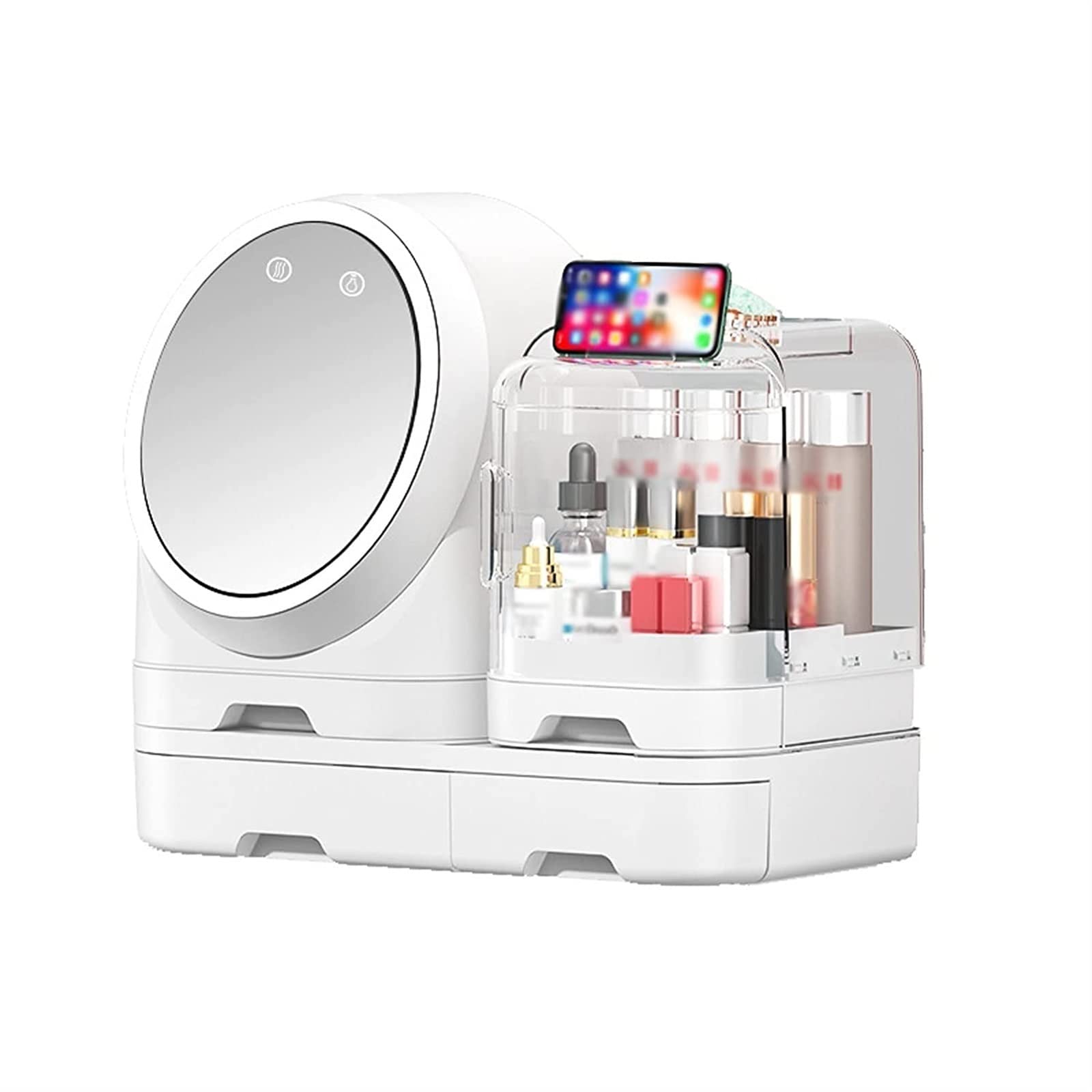 Waterproof & Dustproof Makeup Organizer Box with Lid - Fully Open Cosmetic Storage for Skincare & Makeup Display - Perfect for Bathroom, Dresser, Countertop & Bedroom Organization