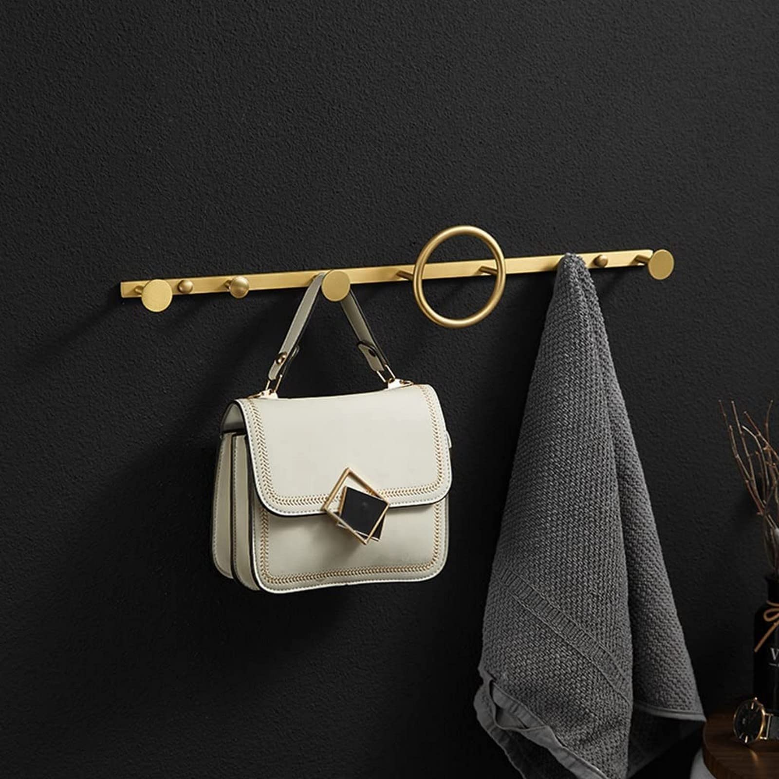 Premium Solid Brass Bathroom Towel Rail Shelf Rack - 5-Tier Towel Bar, Toilet Paper Holder & Robe Hooks Set - Elegant Bathroom Accessories Kit for Modern Home Decor - Perfect for Spa, Guest Bathroom & Luxury Hotel Style