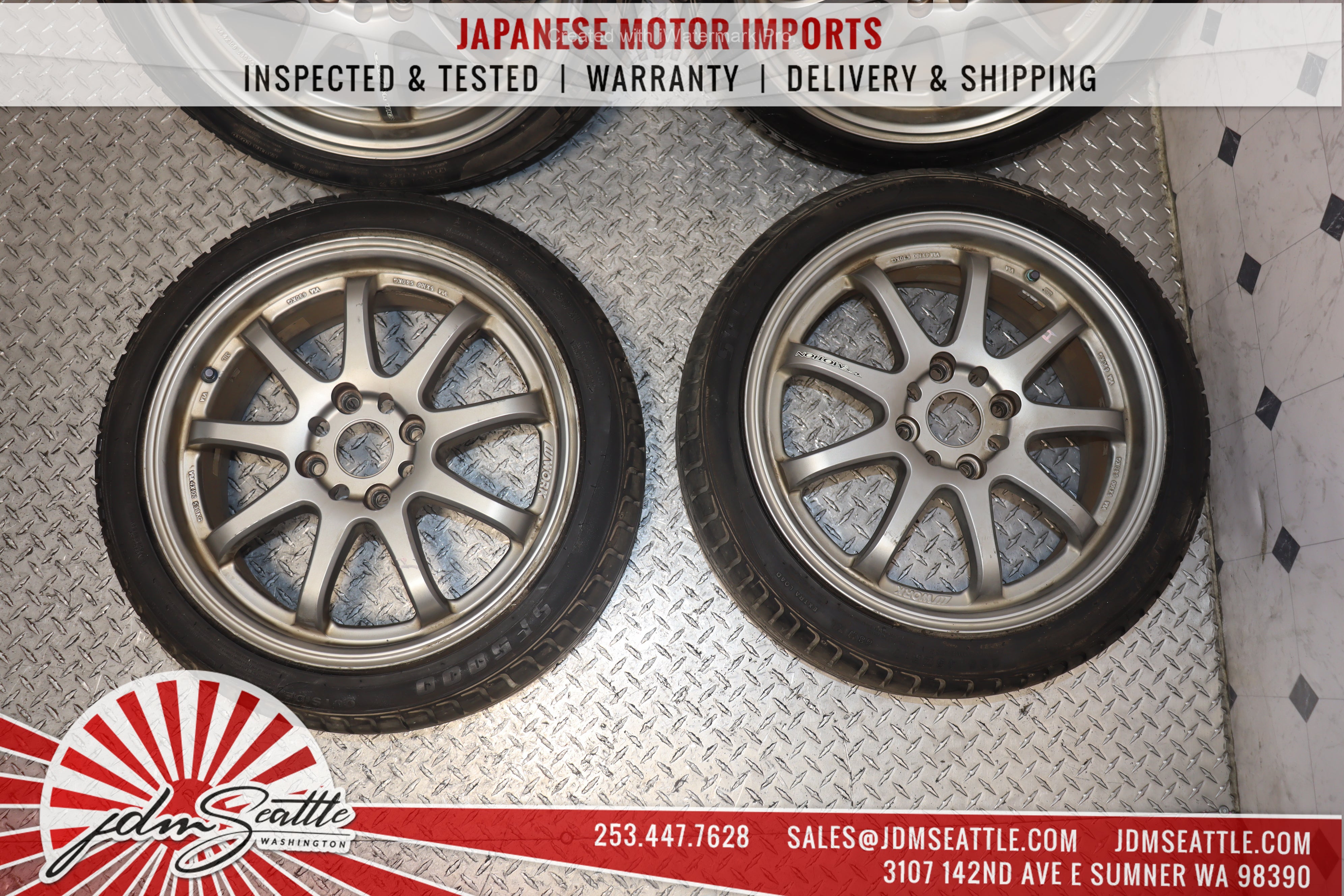 JDM WORK EMOTION XD9 Wheels 17x7 +53 4x114.3 - Set of 4 205/45ZR17 Performance Rims for Drifting, Track Racing & Street Tuning