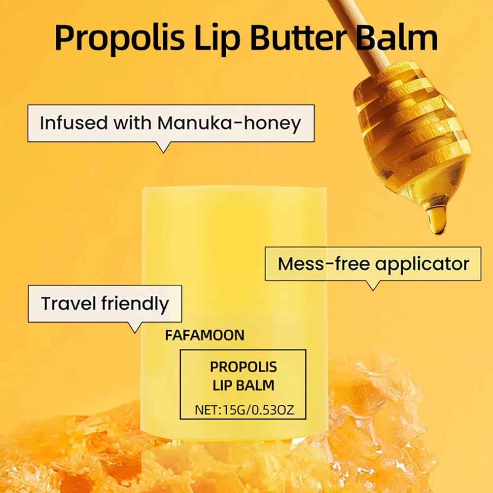 Honey Lip Balm with Propolis & Aloe Vera - Deeply Nourishing Lip Care for Soft, Smooth Lips