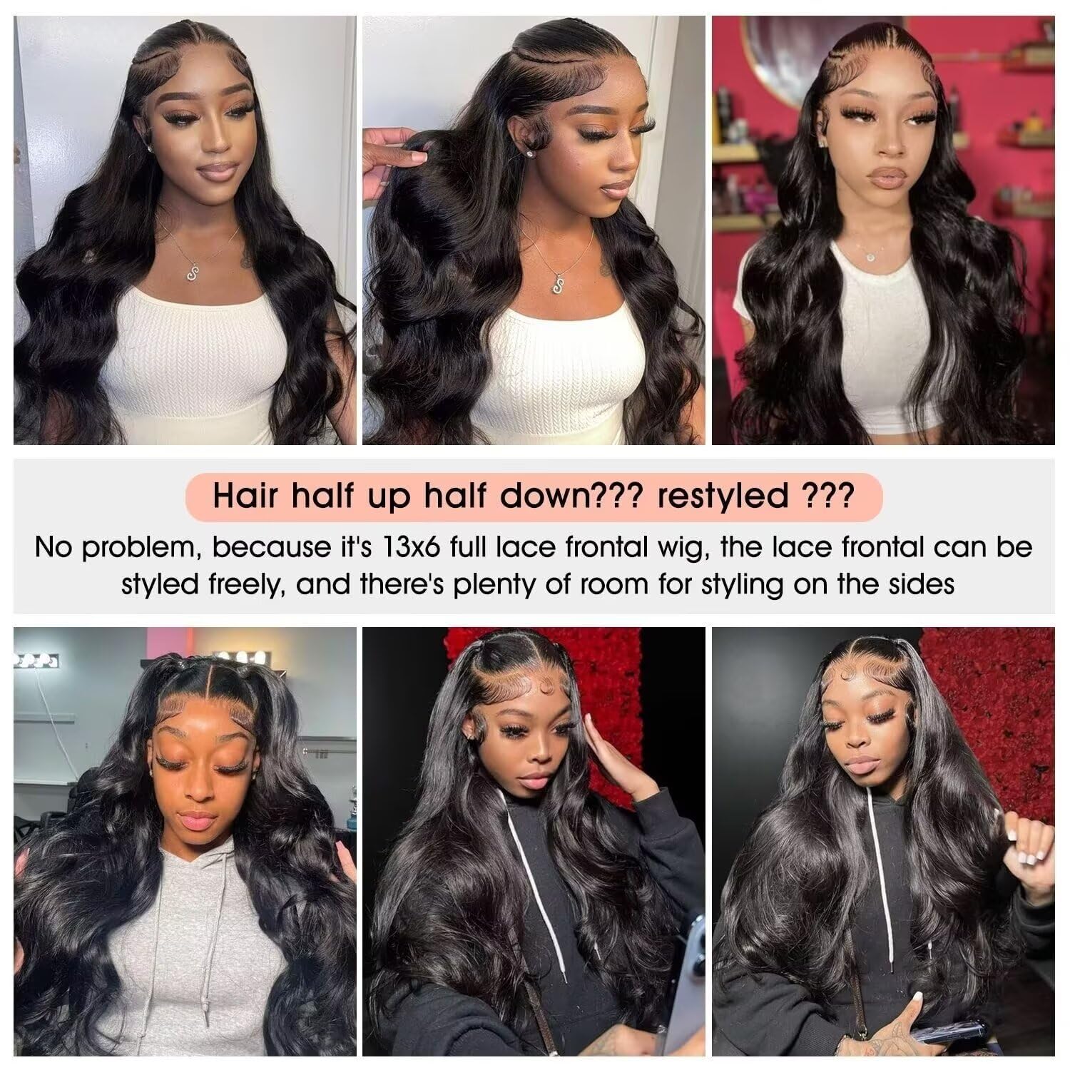 13x6 Full Lace Frontal Human Hair Wig - Body Wave 24 Inch HD Transparent Lace Front Wig with Pre-Plucked Bleached Knots & 180% Density - Perfect for Daily Wear, Parties, and Special Occasions