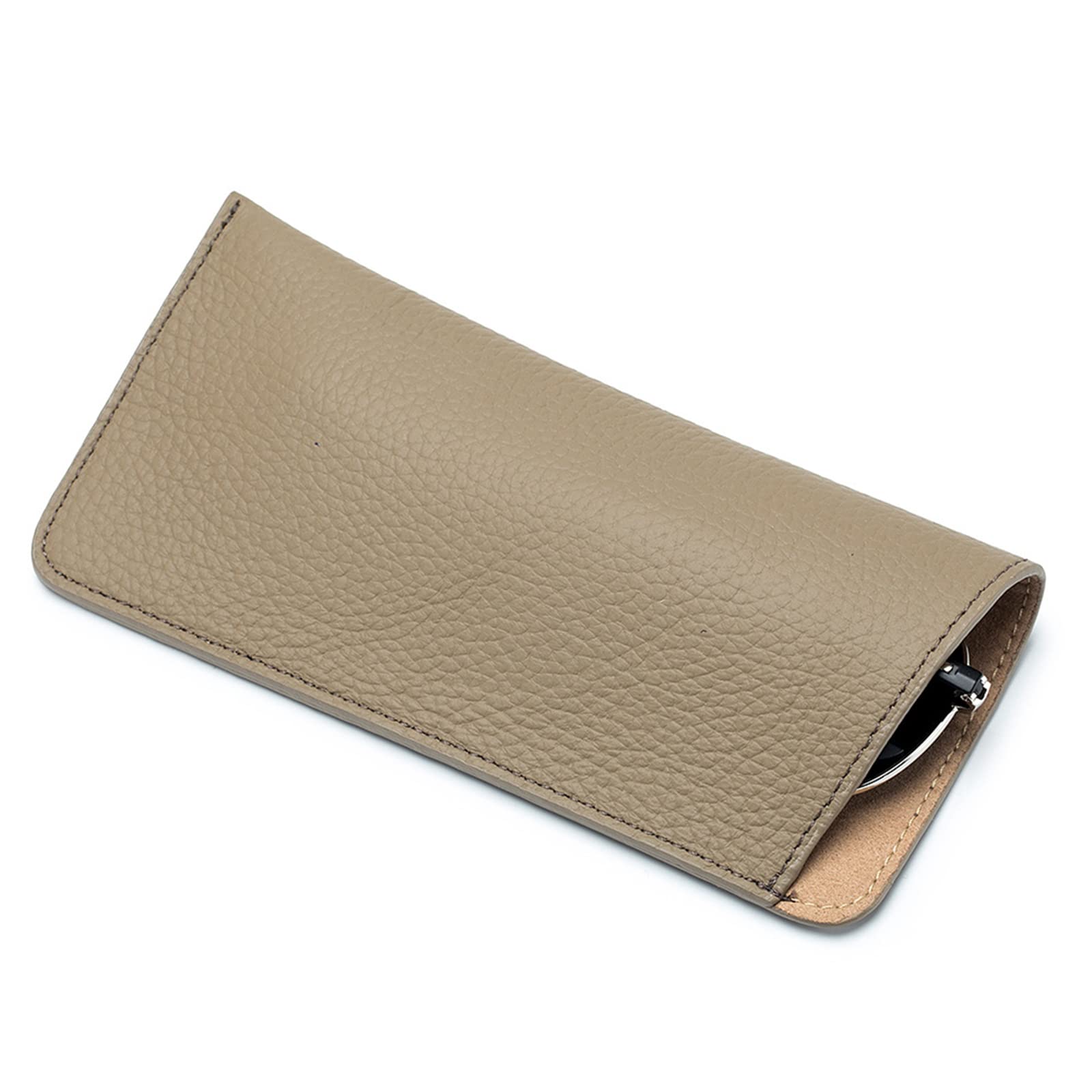 Premium Genuine Leather Glasses Case - Protective Eyewear Pouch for Sunglasses, Reading Glasses & Eyeglasses - Unisex Travel Accessory for Men & Women (Perfect for Travel, Office & Daily Use)