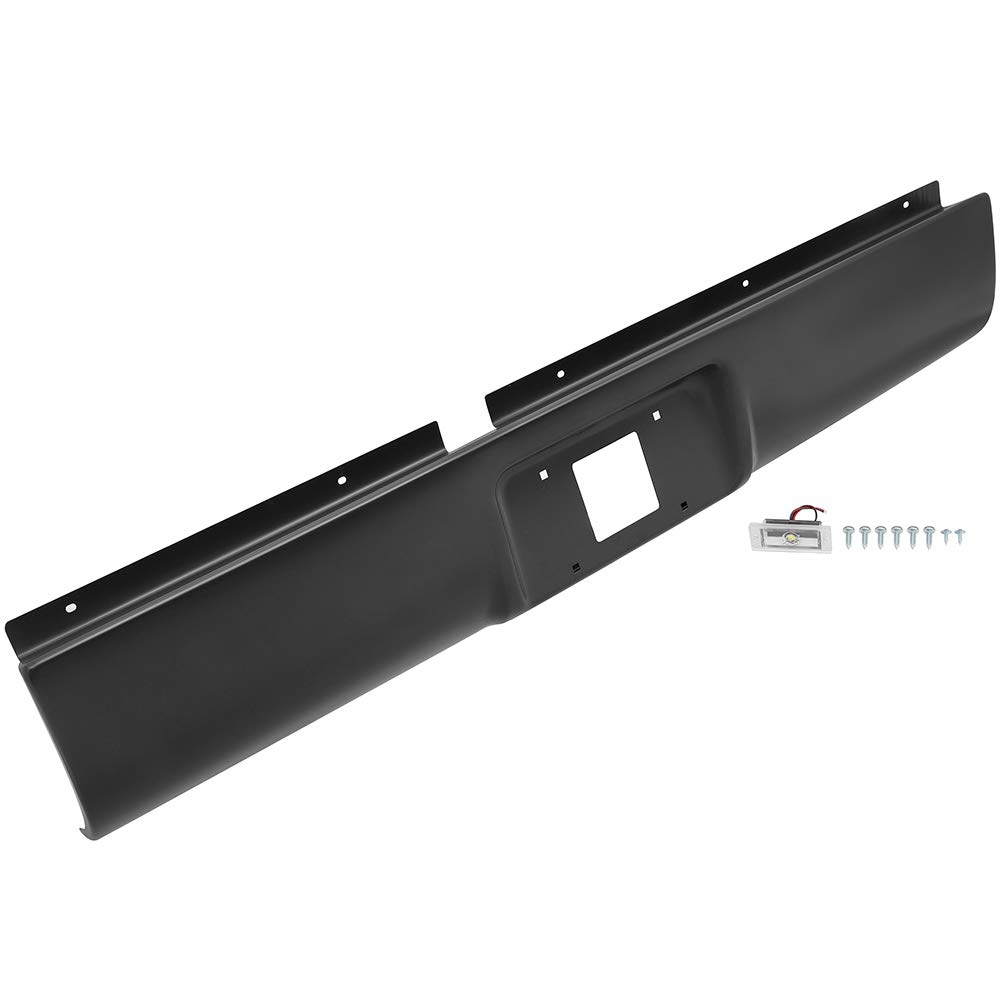 SCITOO Heavy Duty Steel Rear Bumper Roll Pan for 1994-2003 Chevrolet S10 & GMC Sonoma - Textured Black Finish with License Plate Lights | Off-Road Protection & Custom Truck Upgrade
