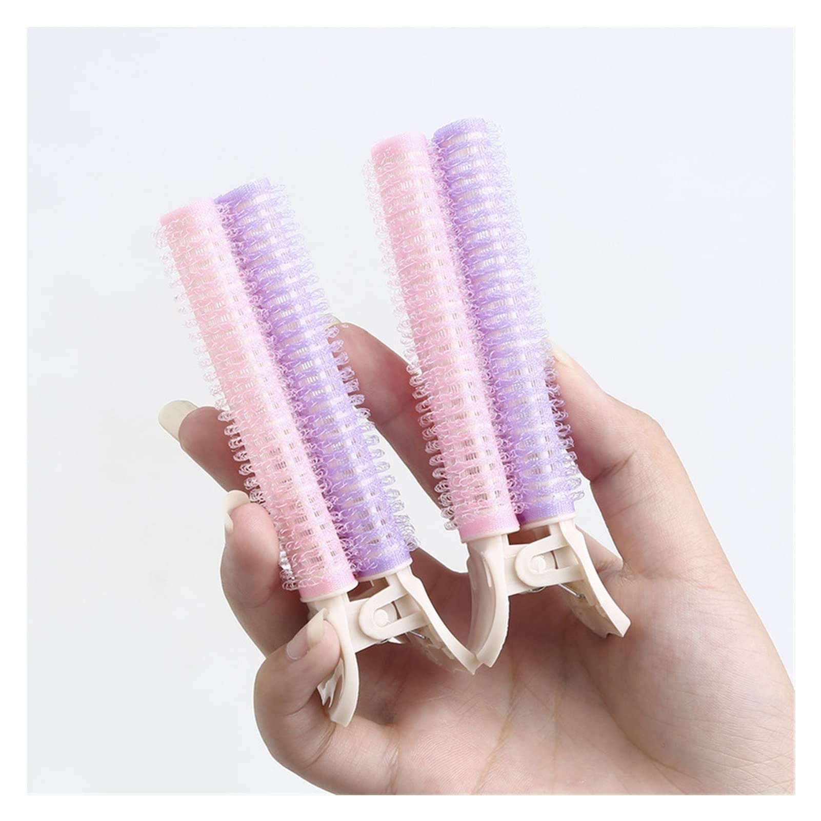 2PCS Bangs Hair Root Fluffy Lazy Hair Clips - Pink & Purple Hair Rollers for Top Styling, Curling Barrel Hairpins | Perfect for DIY Salon Styling at Home, Parties & Daily Use
