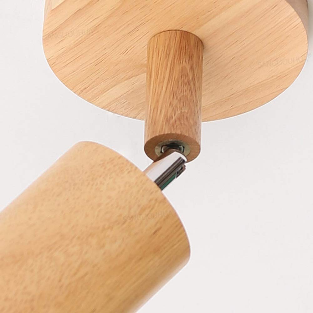 Nordic Japanese Style Solid Wood Wall Mounted LED Reading Light - Rotating Bedside Lamp for Bedroom, Study, Restaurant & Hotel Decor - Wooden Wall Sconce Spotlight with Adjustable Arm for Cozy Ambiance