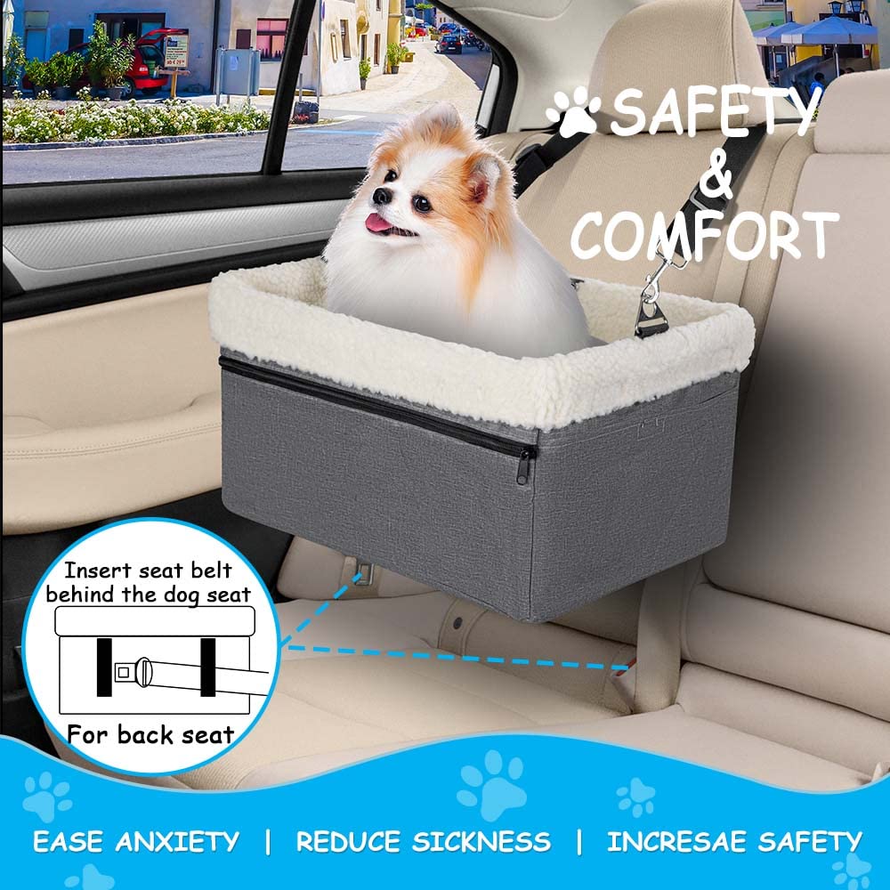 Premium Small Dog Car Booster Seat with Sturdy Metal Frame - Safe & Comfortable Pet Travel Solution for Puppies, Cats & Small Pets - Perfect for Road Trips, Vet Visits & Daily Commutes
