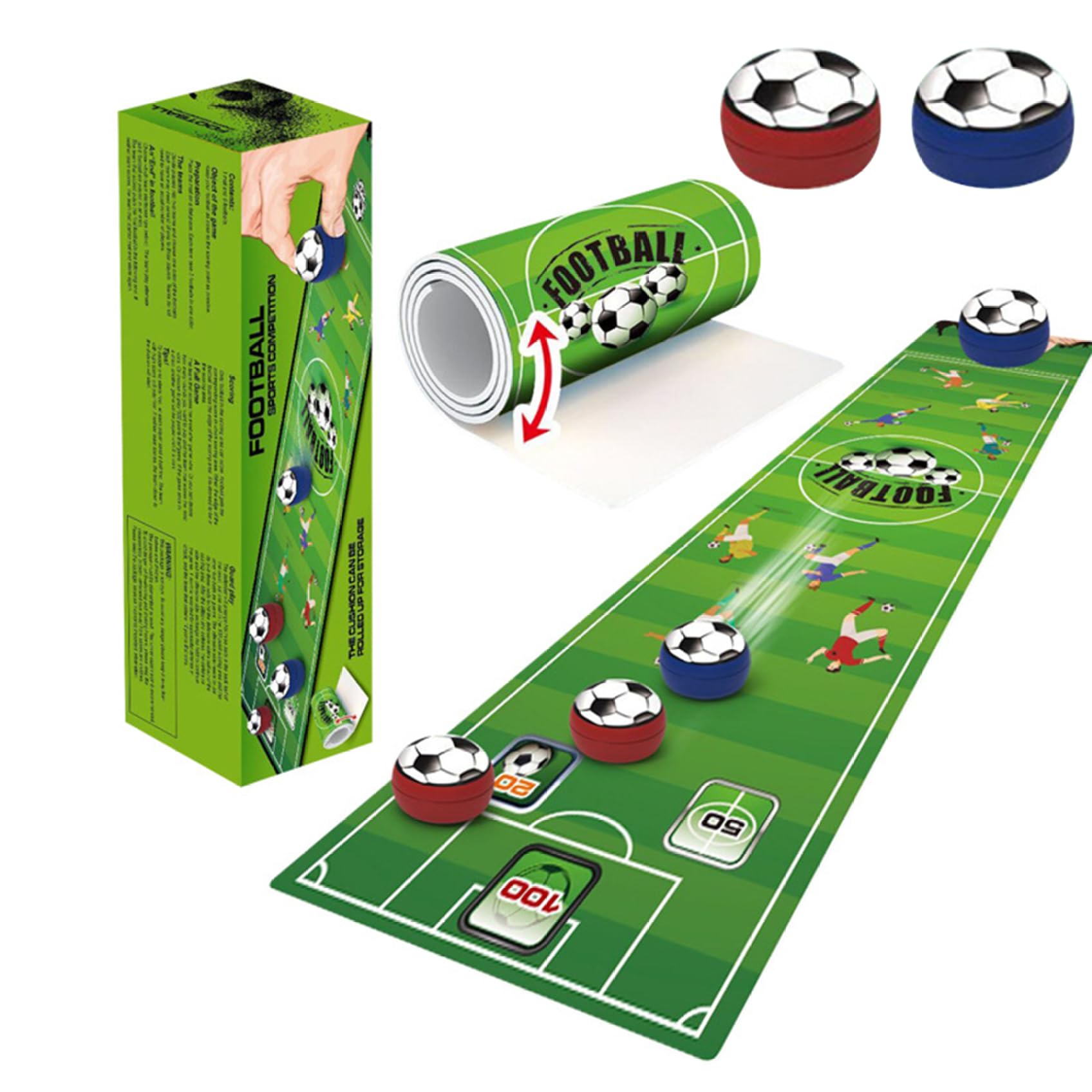 Tabletop Curling Game Set for Adults & Kids - Fun Family Interactive Game, Parent-Child Bonding Activity, Stress Relief & Developmental Party Game - Perfect for Indoor Play, Birthday Parties & Team Building Events (Soccer Style)