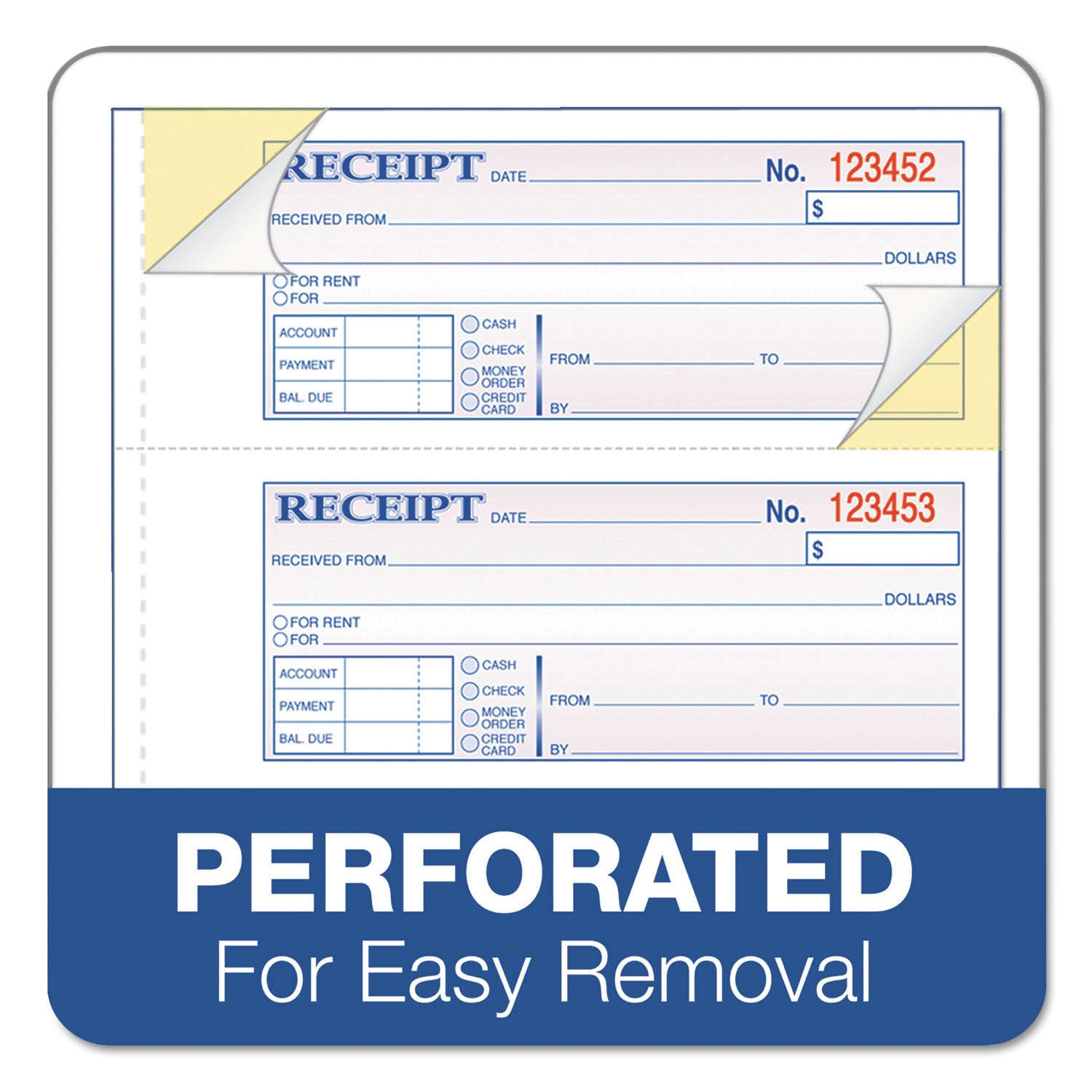 Adams® Multipart Money & Rent Receipt Book - Hard Cover Carbonless 3-Part Forms (7