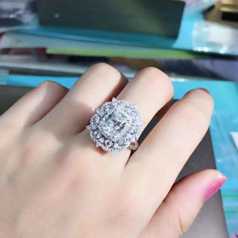 WUIHA 925 Sterling Silver 3EX 2CT VVS D Color Moissanite Engagement Ring - Custom Wedding Jewelry for Proposals, Anniversaries & Special Occasions
