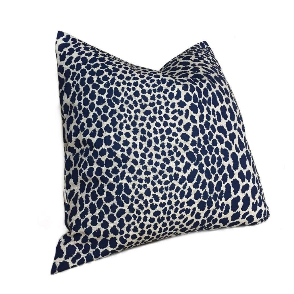 Kravet Gepard Navy Blue Leopard Print Pillow Cover - Decorative Throw Pillow Case for Sofa, Bed, Couch - 18x18 Inches Home Decor Accent