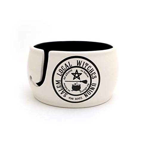 Salem Witches Yarn Bowl for Knitting & Crochet | Handmade Ceramic Halloween Craft Accessory by Lorrie Veasey - Perfect for Halloween Decor & Cozy Knitting Sessions