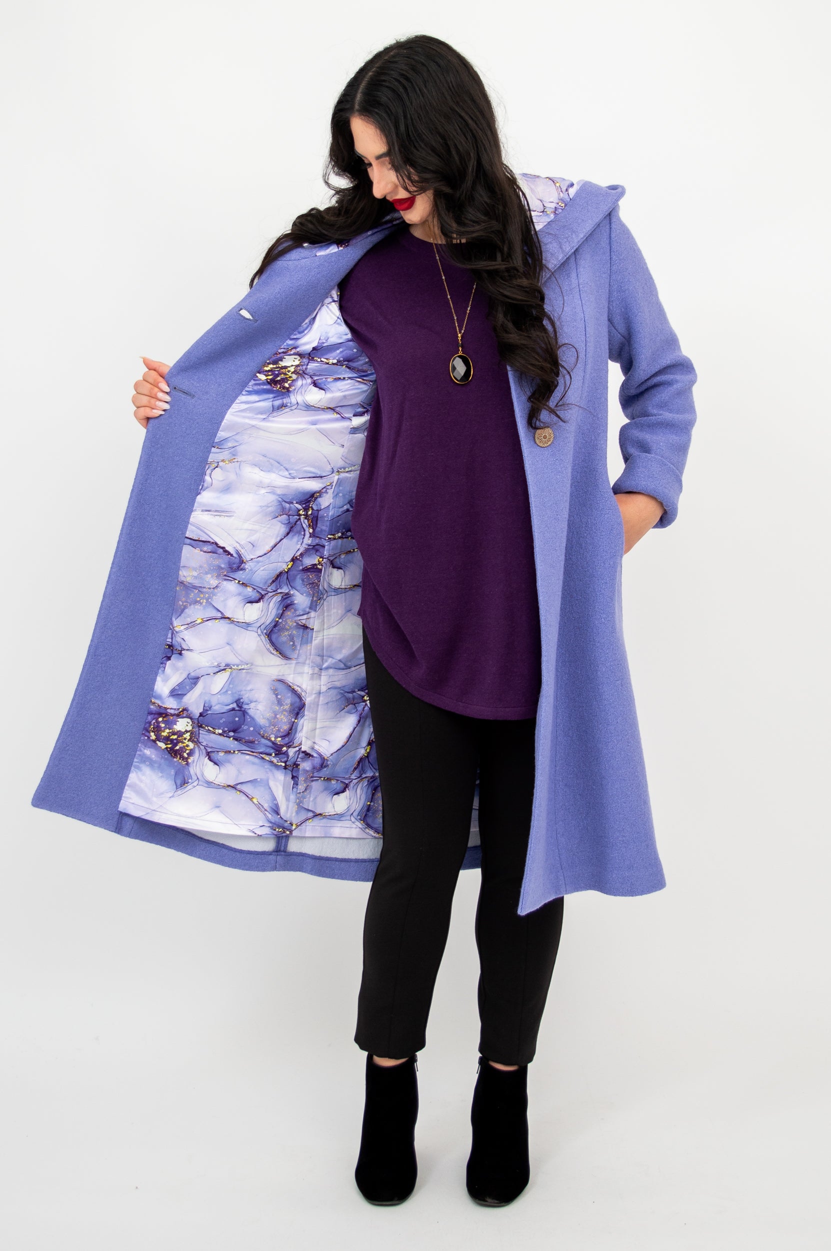 Stylish Britt Coat in Amethyst - Premium Boiled Wool Jacket for Women | Perfect for Fall & Winter Fashion, Office Wear, and Outdoor Activities