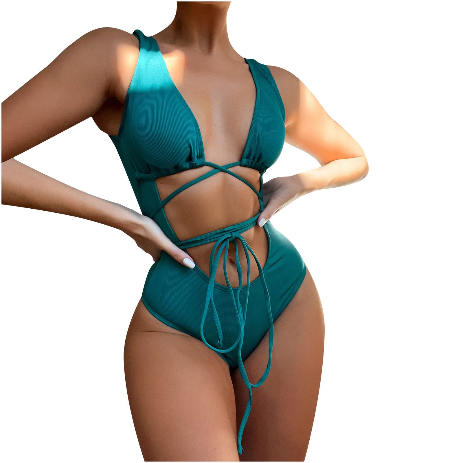TAPIYANG Women's High Waisted Bikini Set - Sexy Cut Out Swimwear & One Piece Bathing Suit with Tie Up Design | Perfect for Beach Vacations, Pool Parties & Summer Getaways