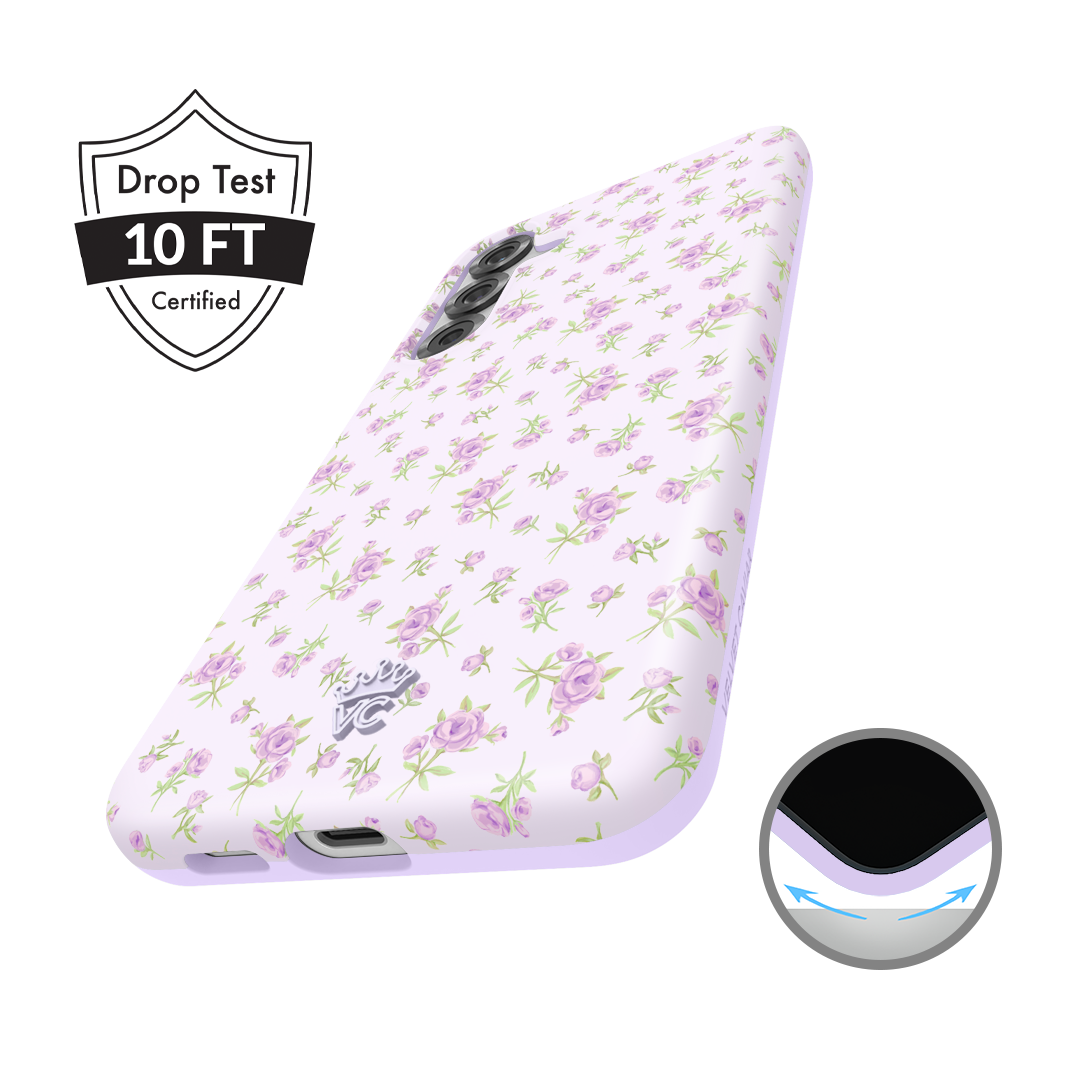 Elegant Lilac Floral Samsung Phone Case - Slim Protective Cover for Galaxy S21/S22/S23 - Perfect for Daily Use, Work & Travel