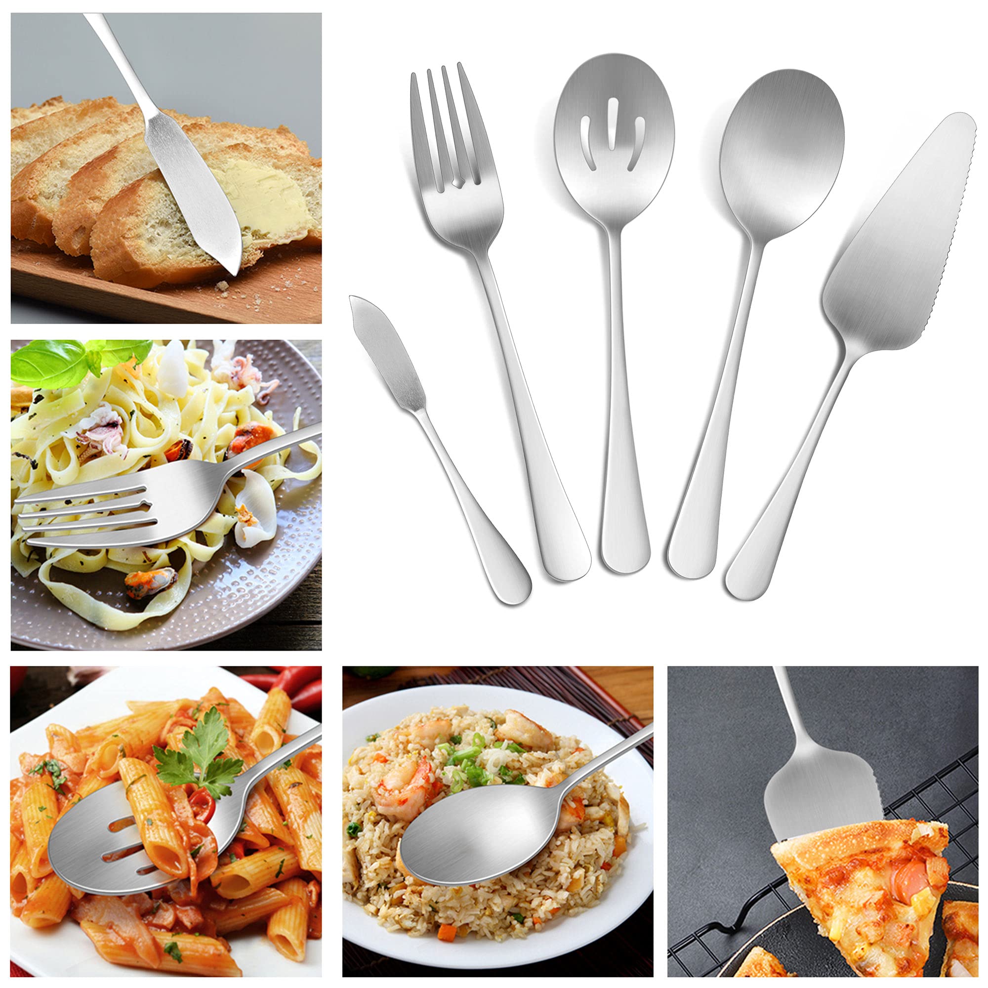48-Piece Stainless Steel Flatware Set for 8 - Includes Knives, Spoons, Forks & Serving Utensils - Mirror Polish, Dishwasher Safe - Perfect for Dinner Parties, Restaurants & Everyday Dining