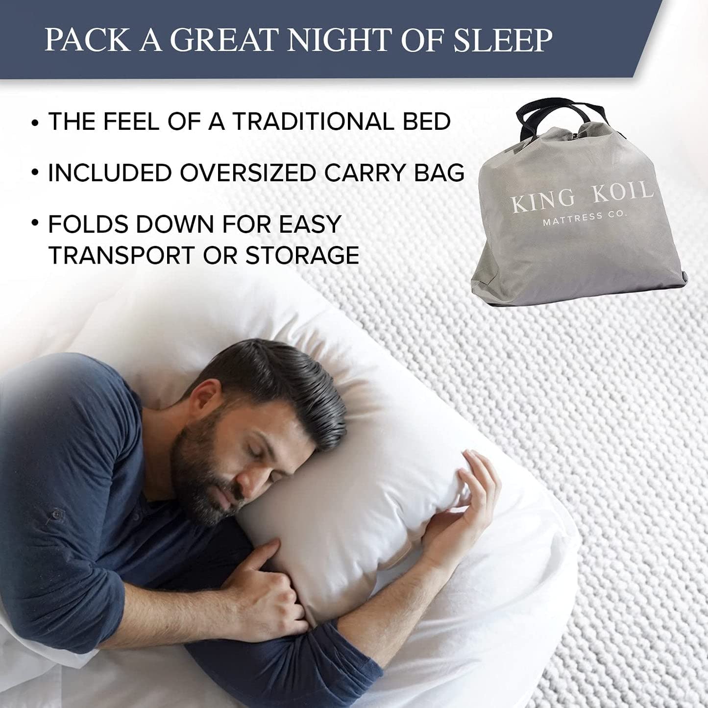 King Koil Plush Pillow Top Luxury Twin Air Mattress with Built-in High-Speed Pump - Waterproof Inflatable Airbed for Camping, Home Use & Guest Bed (1-Year Warranty) | Perfect for Outdoor Adventures, Sleepovers & Temporary Accommodations