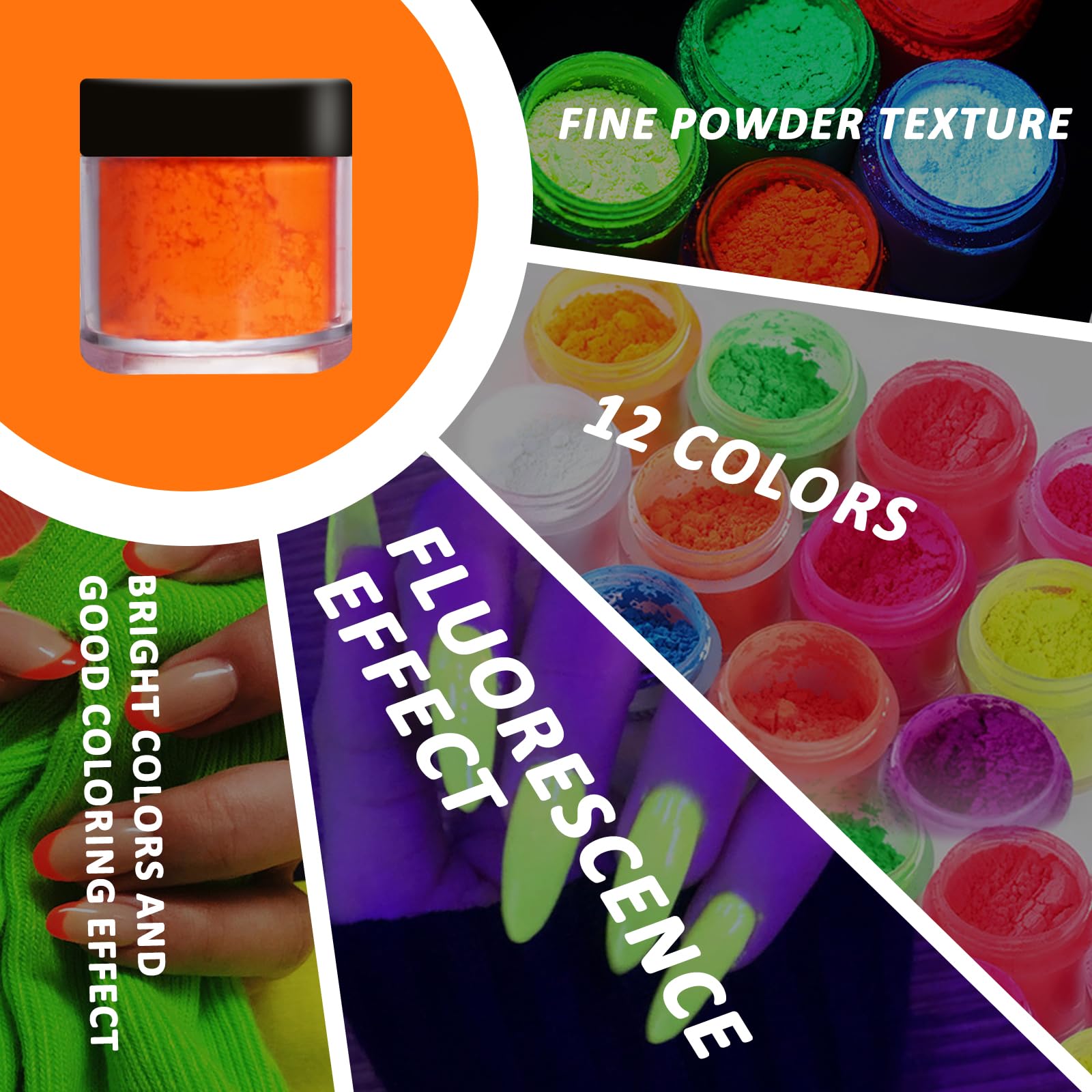 12Pcs Pigment Nail Art Powder Kit - Fluorescent Glitter Dip Powder for Chrome Nails, DIY Manicure Salon Set for Women | Perfect for Home Nail Art, Parties & Special Occasions