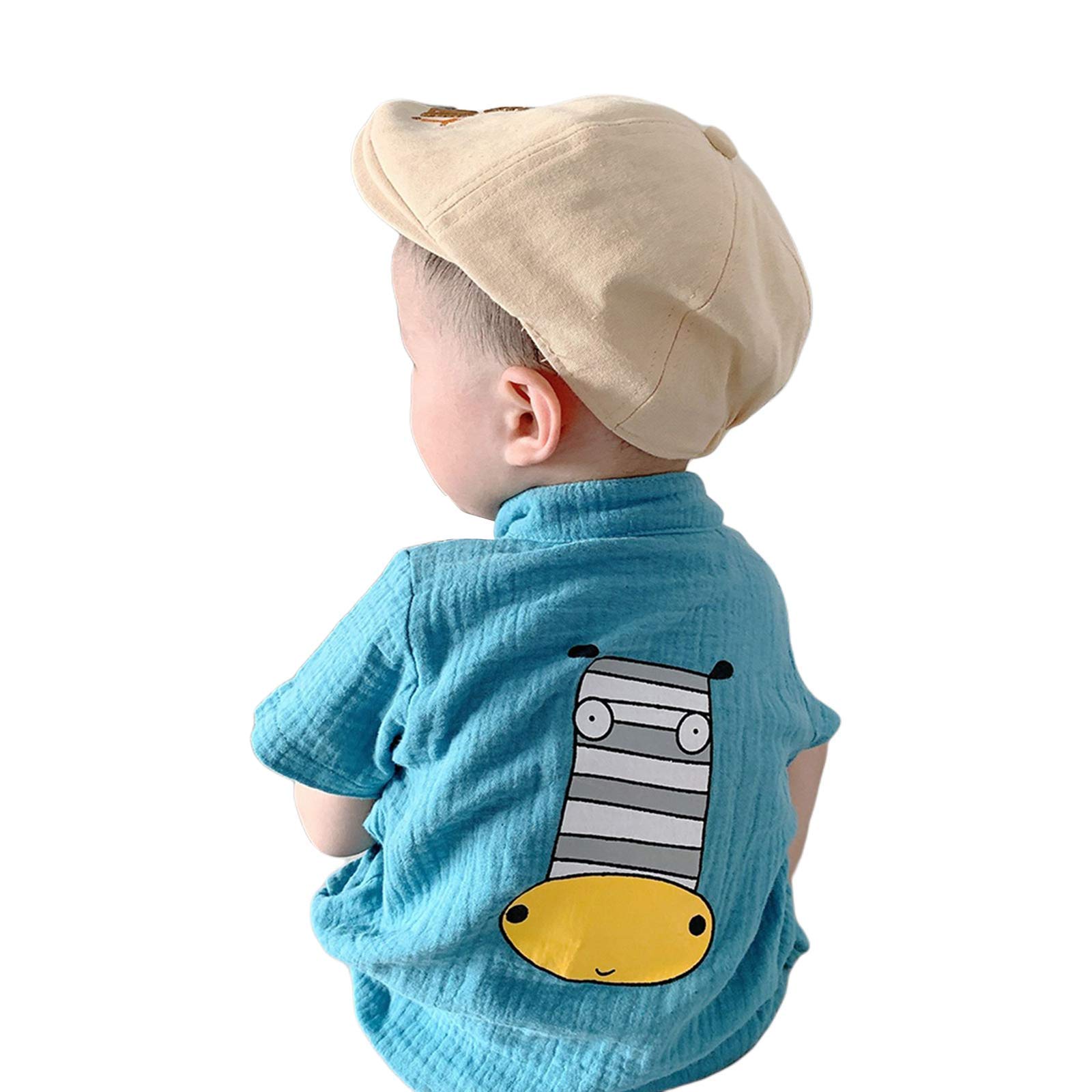 **Baby Boys' Cotton Linen Romper - Button Down Onesie Bodysuit for Toddlers & Infants | Summer Casual Outfit for Playtime & Outdoor Adventures**