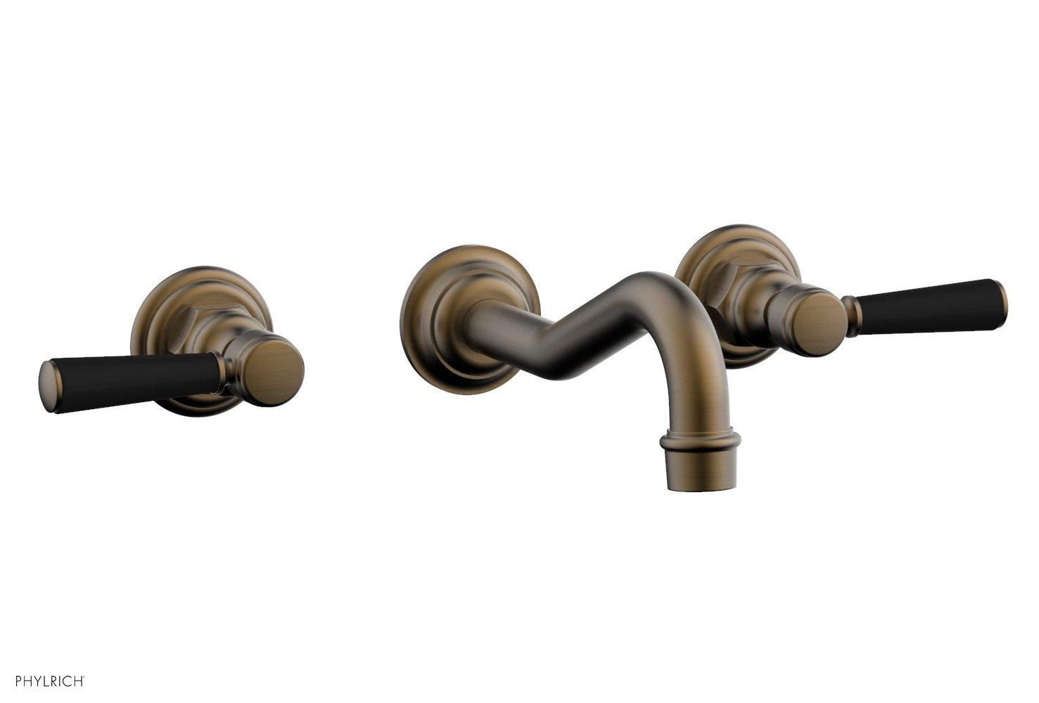 HENRI Wall Lavatory Set - Satin Black Lever Handles 161 12 | Modern Bathroom Faucet for Vanity Sink | Perfect for Home, Hotel & Commercial Use