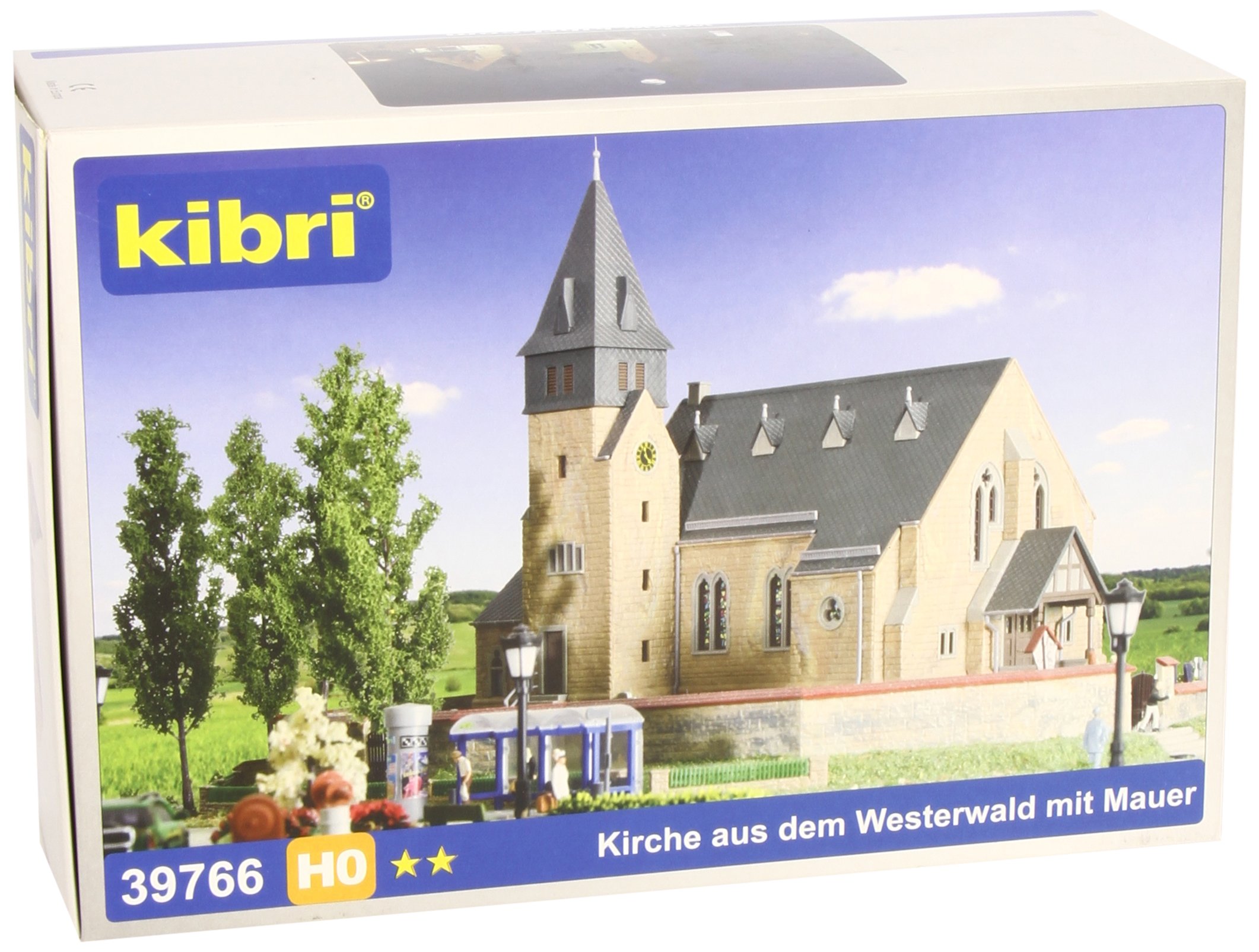 Kibri 39766 HO Scale Church & Wall Set - Realistic Miniature Model Train Building Kit for Scenery & Layouts - Perfect for Train Enthusiasts & Collectors