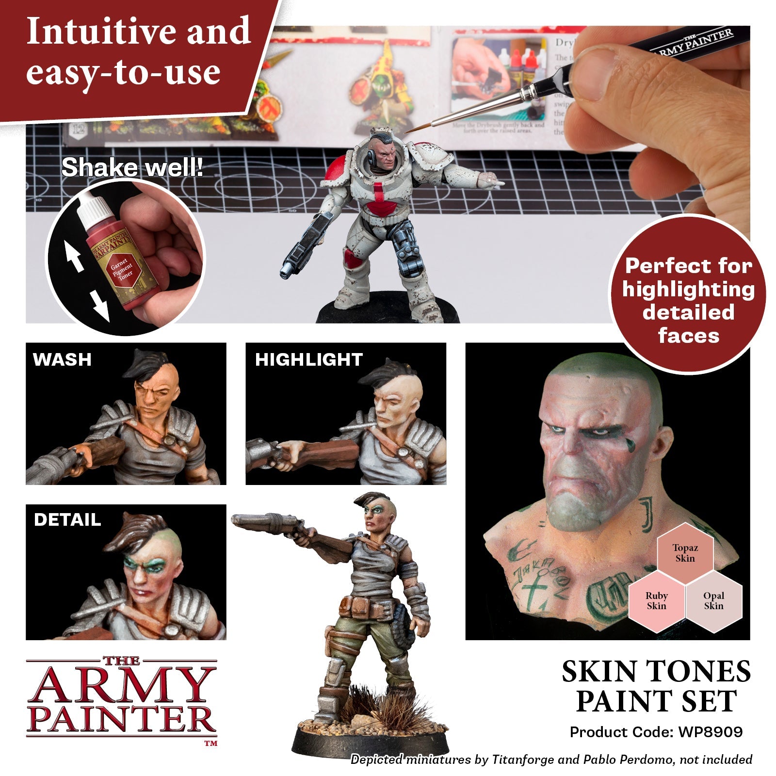 Warpaints: Skin Tones Paint Set - Professional Acrylic Paint for Miniatures & Models - Perfect for Warhammer, D&D, and Tabletop Gaming